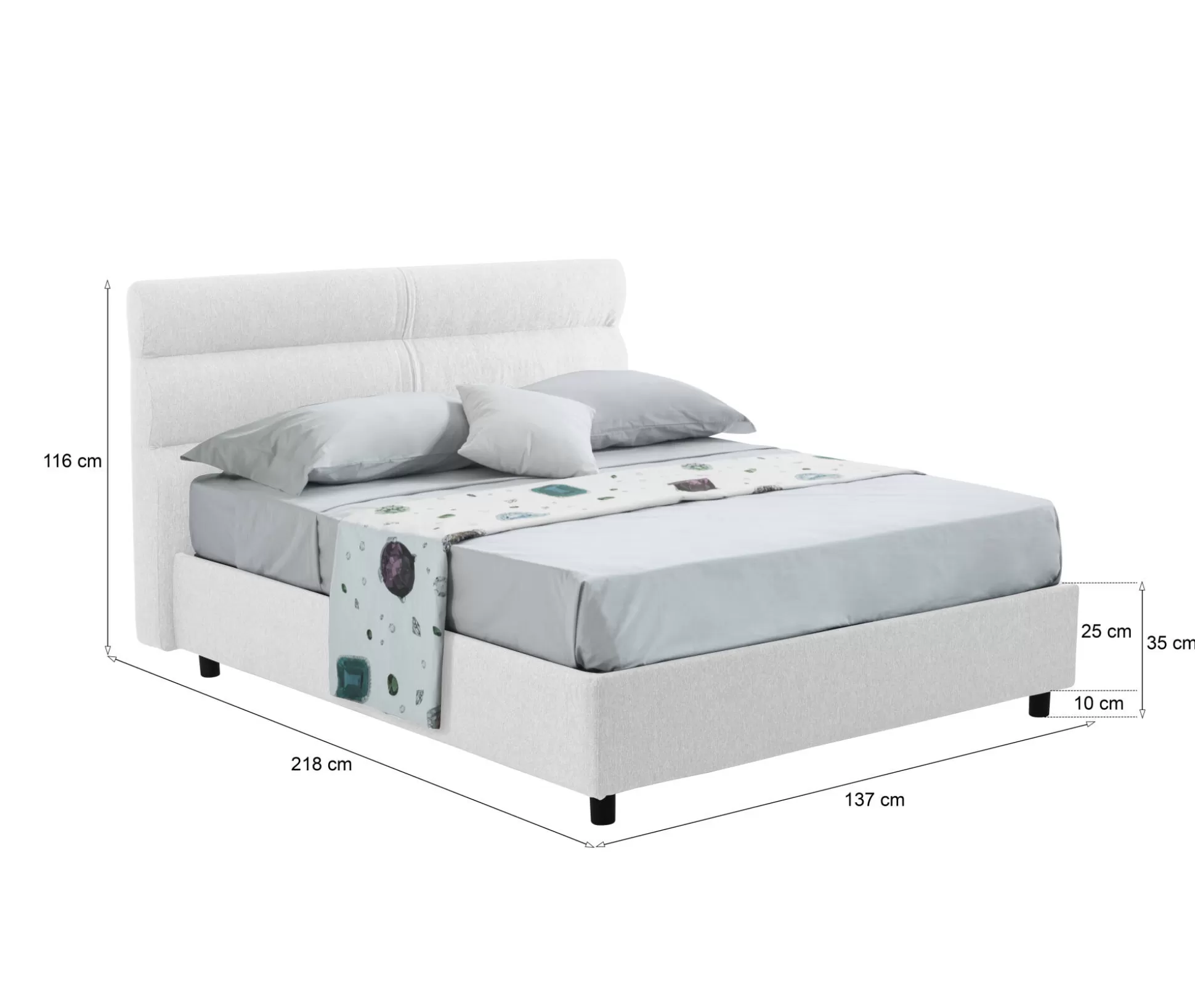Dmora Letti Piazza E Mezza<Letto piazza e mezza Brivio, Adatto a materasso Cm 120x190,