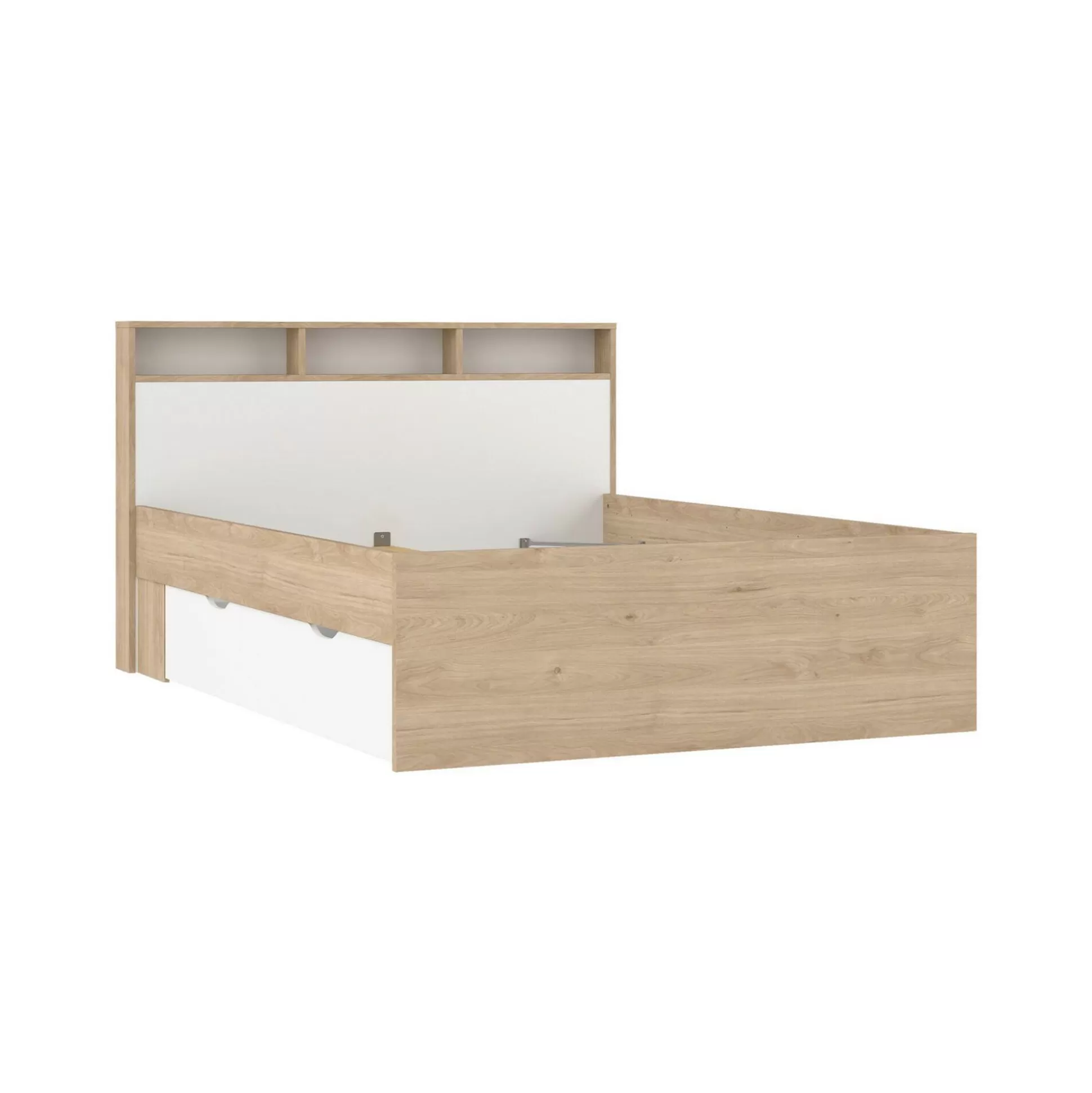 Dmora Letti Piazza E Mezza<Letto piazza e mezza Drovell, 206x150 h97 cm, Rovere e Bianco