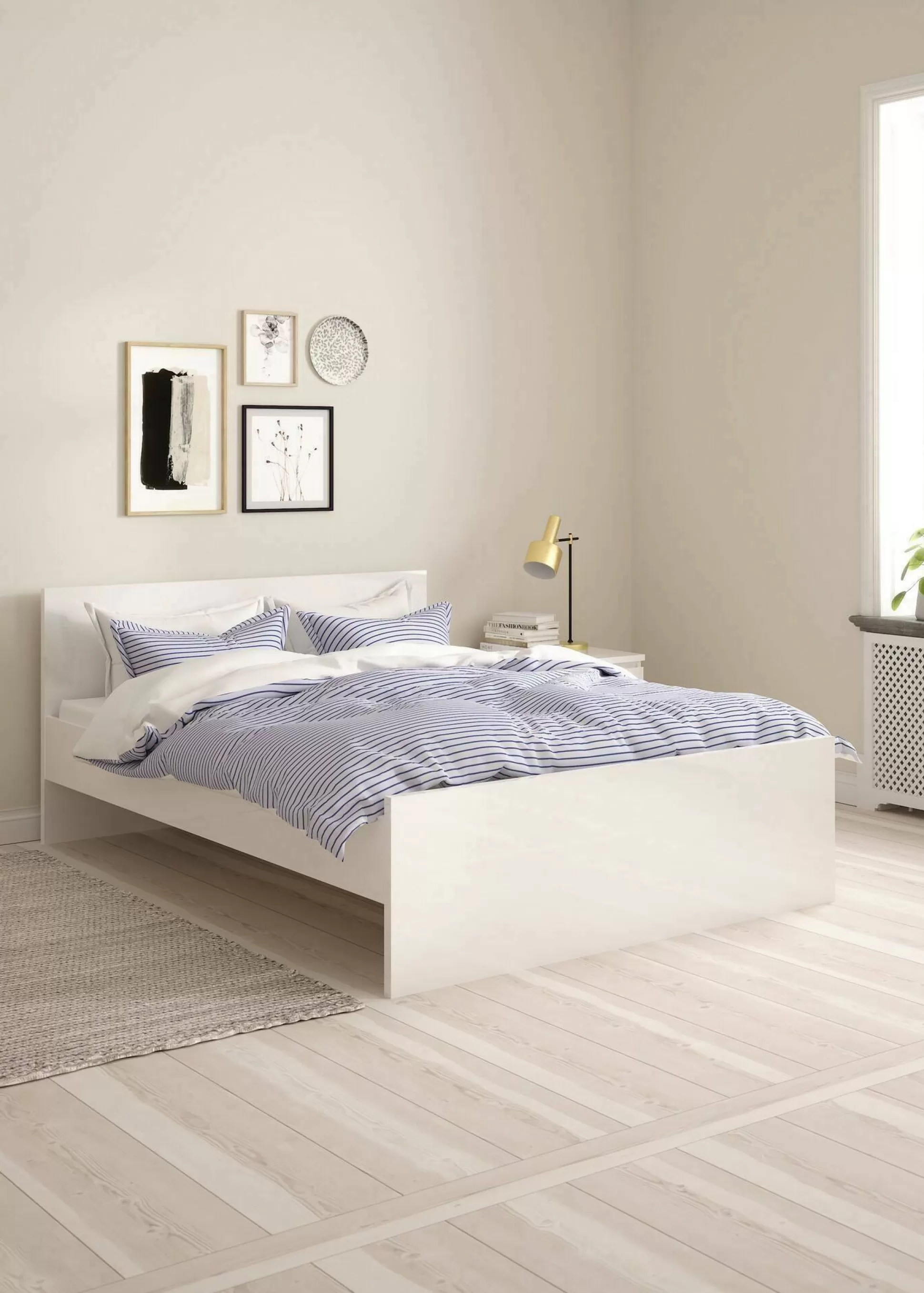 Dmora Letti Piazza E Mezza<Letto piazza e mezza Geraldine, Sommier per camera da letto, Giroletto per stanza, Struttura porta materasso, 146x197 h80 cm, Bianco