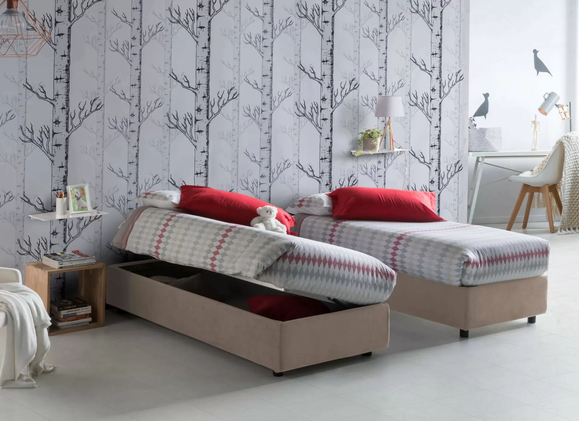 Dmora Letti Singoli<Letto singolo Abbi, con materasso Cm 80x190 incluso,