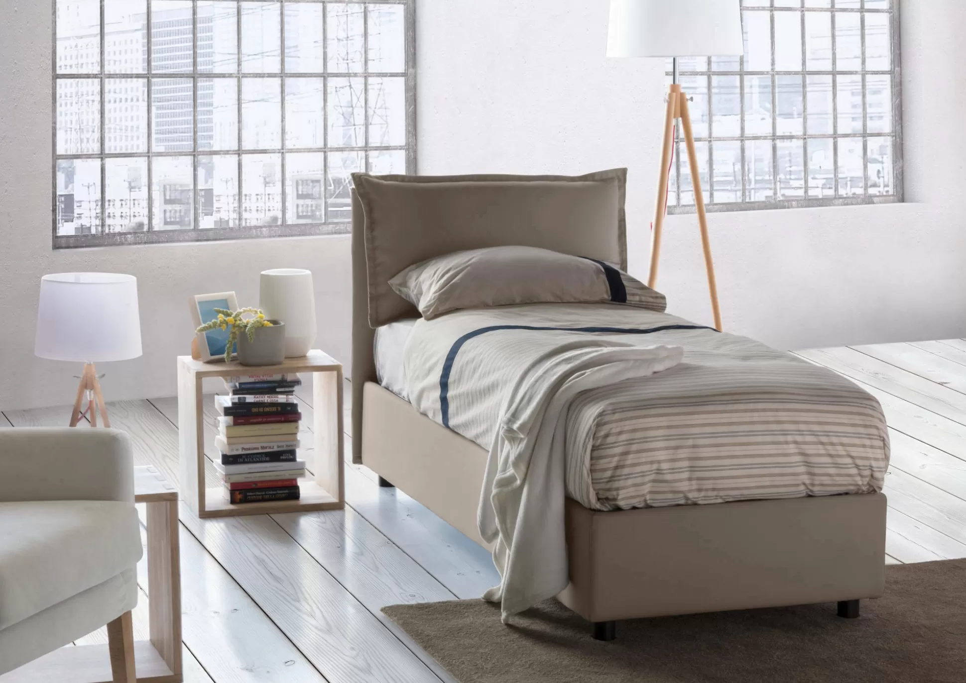 Dmora Letti Singoli<Letto singolo Abroghat, adatto per materasso Cm 90x200,