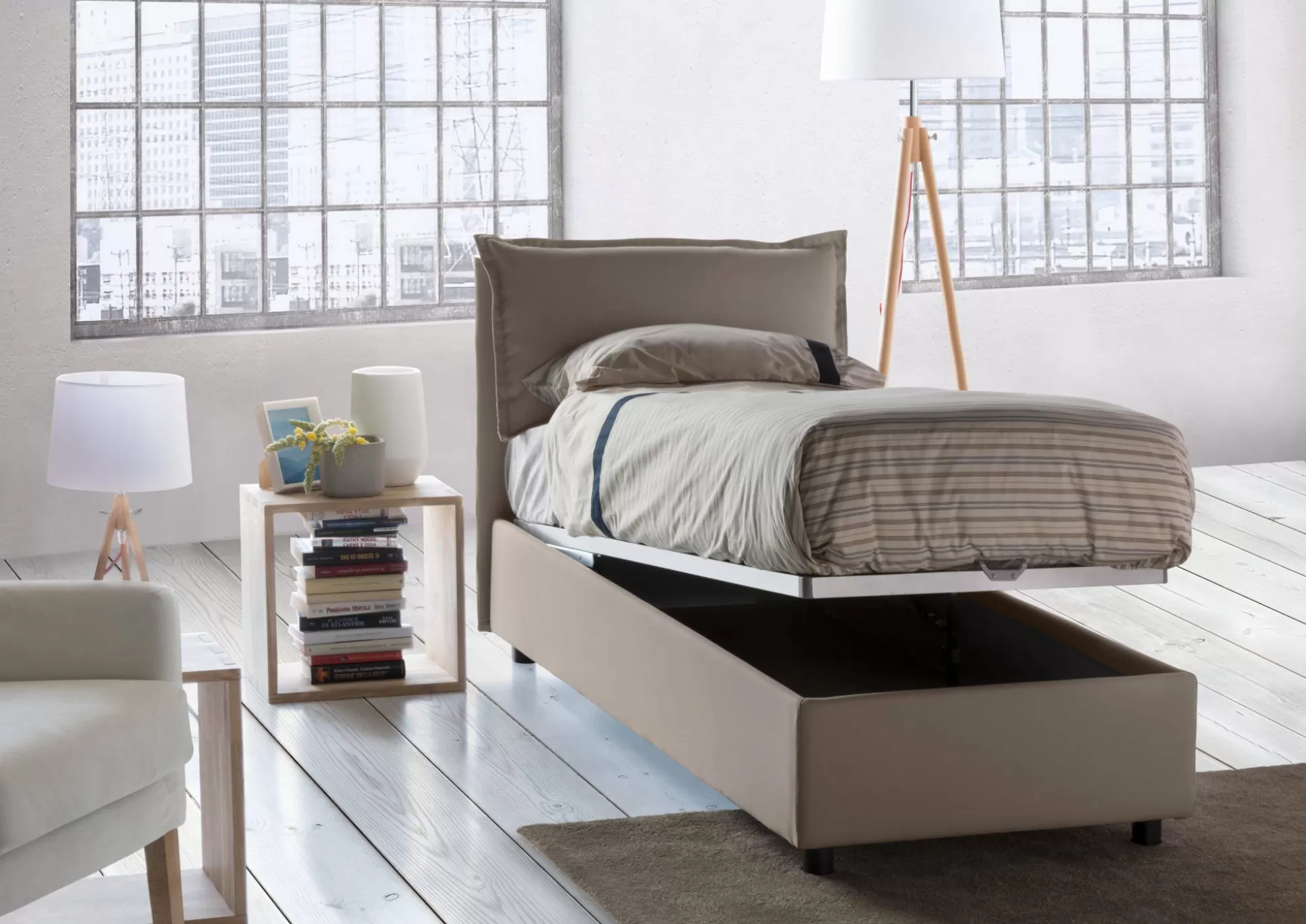 Dmora Letti Singoli<Letto singolo Abroghat, adatto per materasso Cm 90x200,