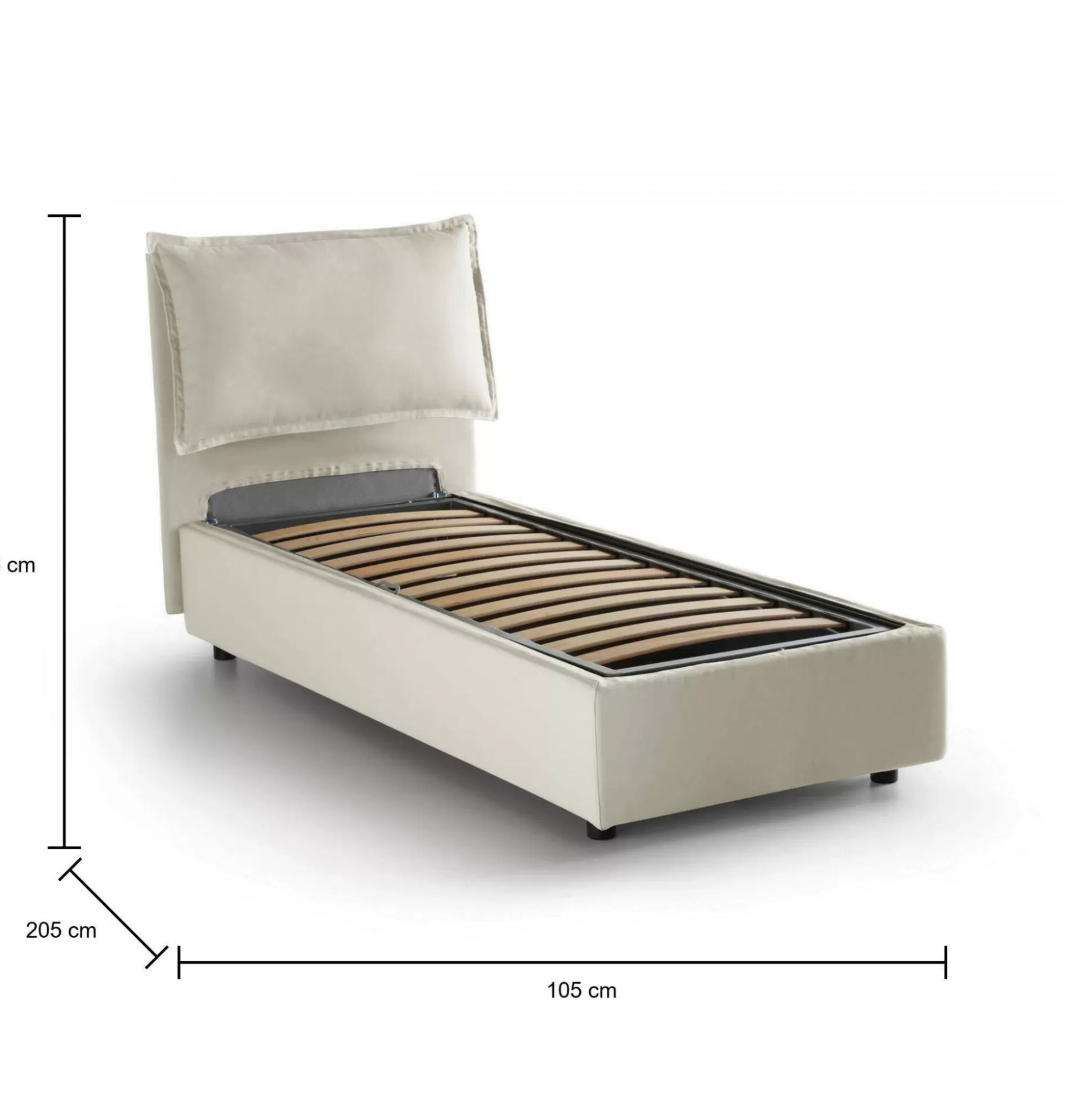 Dmora Letti Singoli<Letto singolo Aigor, adatto per materasso Cm 90x190,