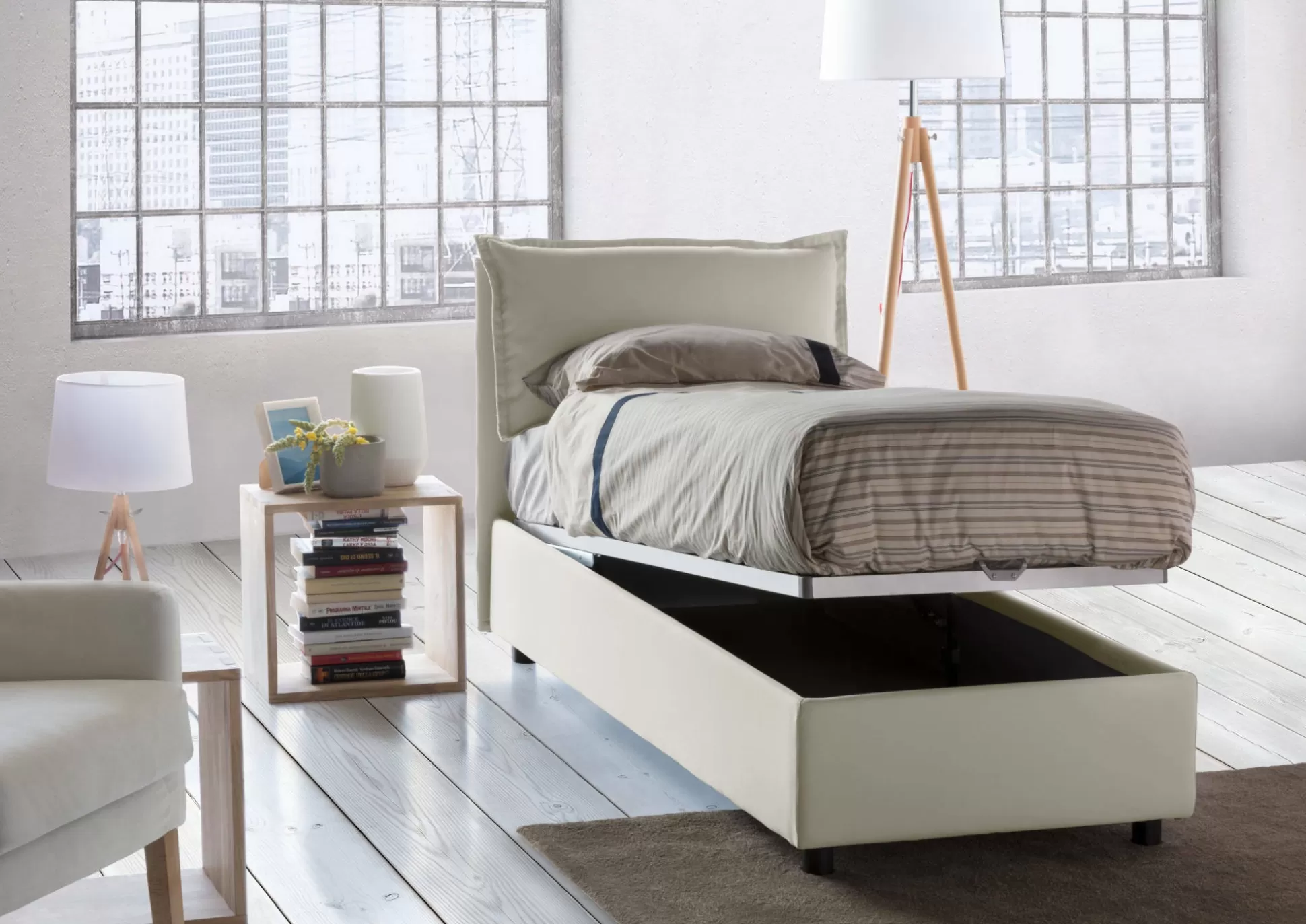 Dmora Letti Singoli<Letto singolo Aigor, adatto per materasso Cm 90x190,