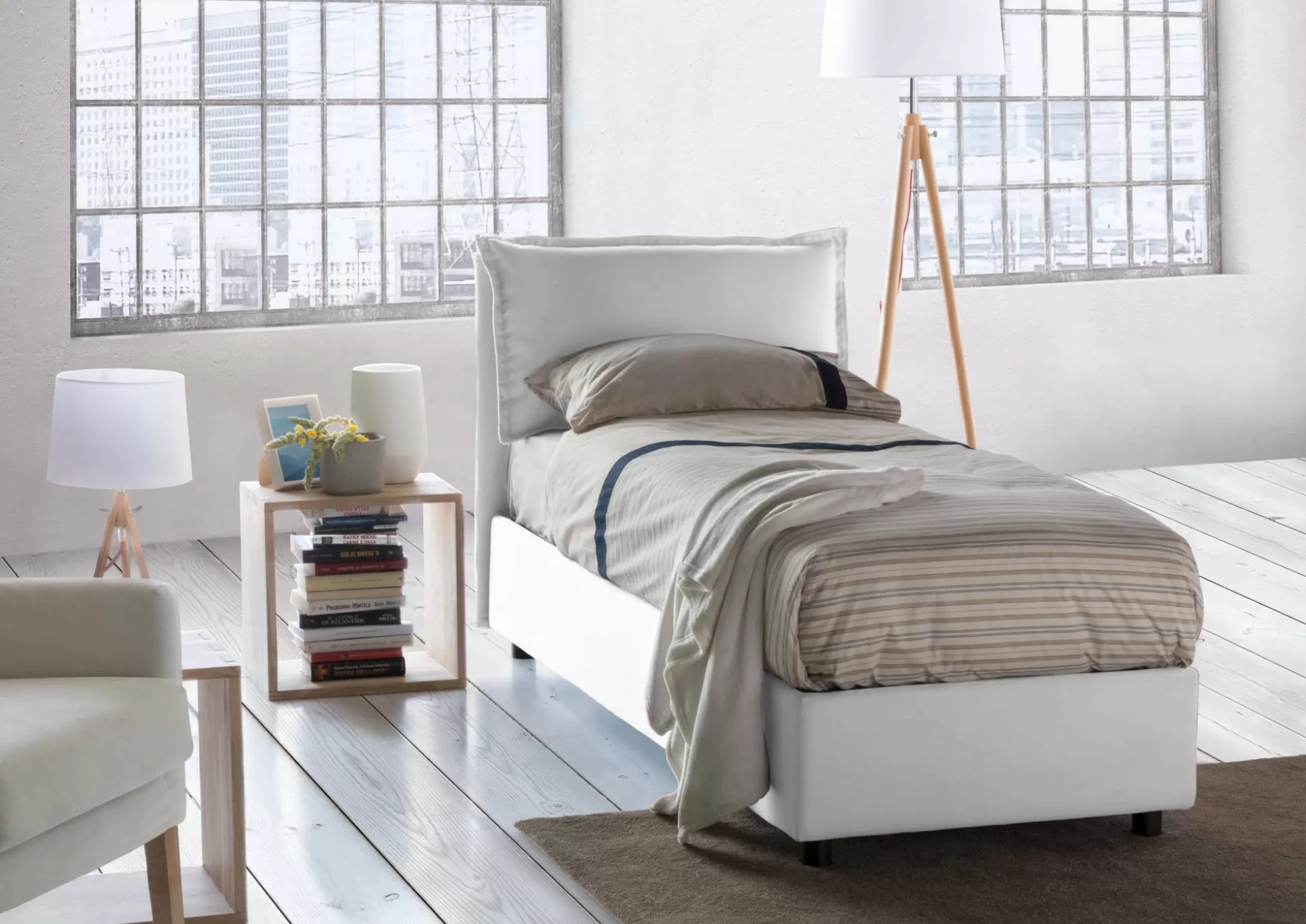 Dmora Letti Singoli<Letto singolo Aigor, adatto per materasso Cm 90x190,