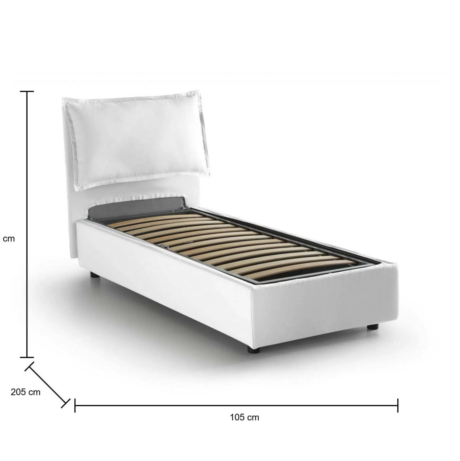 Dmora Letti Singoli<Letto singolo Aigor, adatto per materasso Cm 90x190,