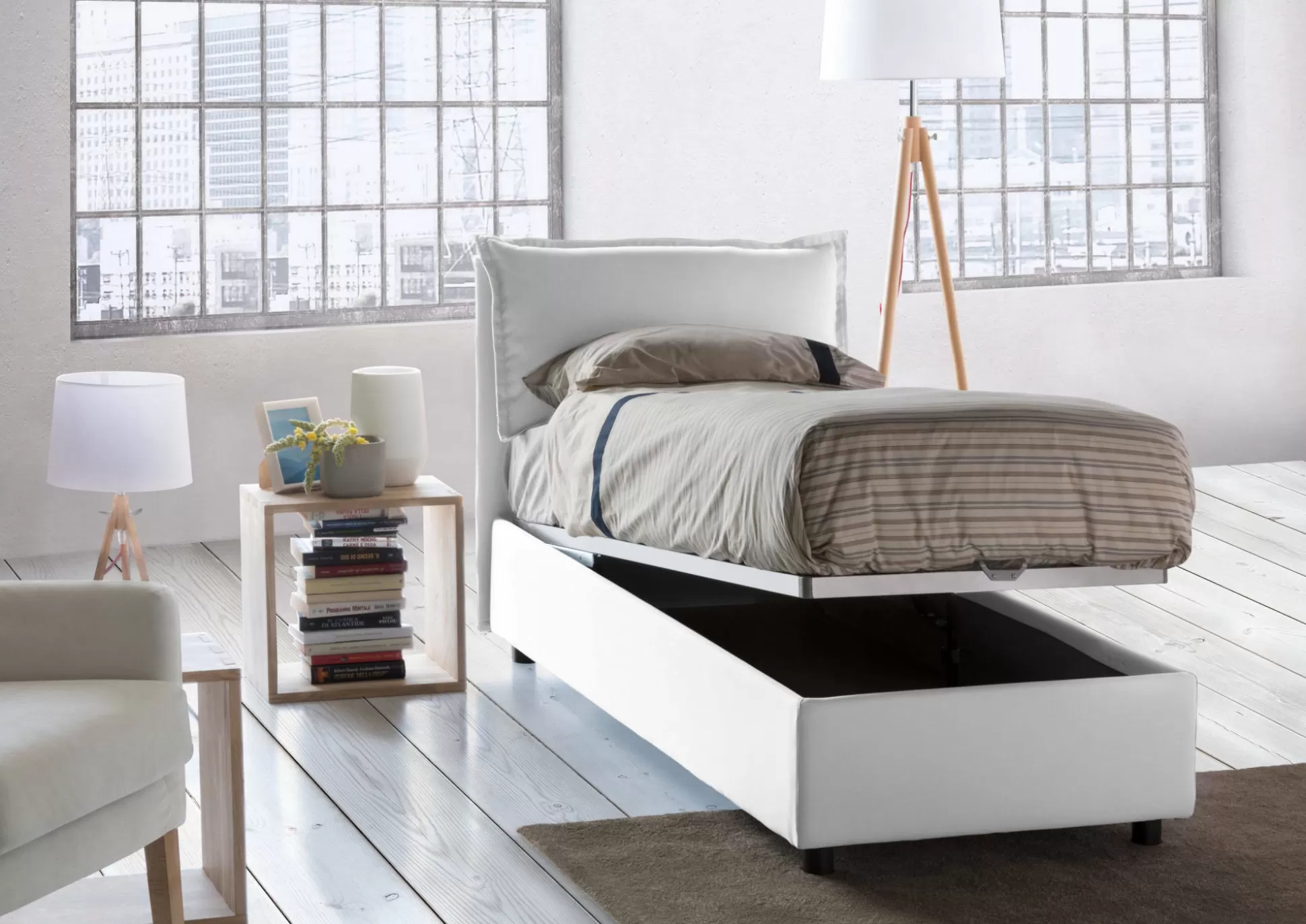 Dmora Letti Singoli<Letto singolo Aigor, adatto per materasso Cm 90x190,
