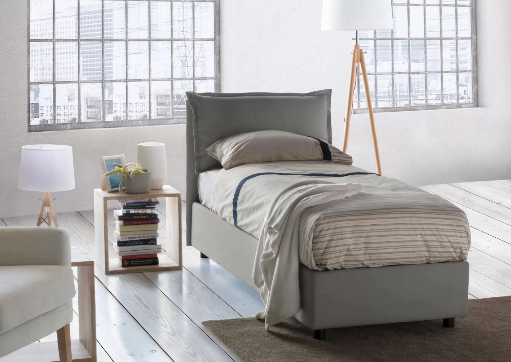 Dmora Letti Singoli<Letto singolo Aigor, adatto per materasso Cm 90x190,
