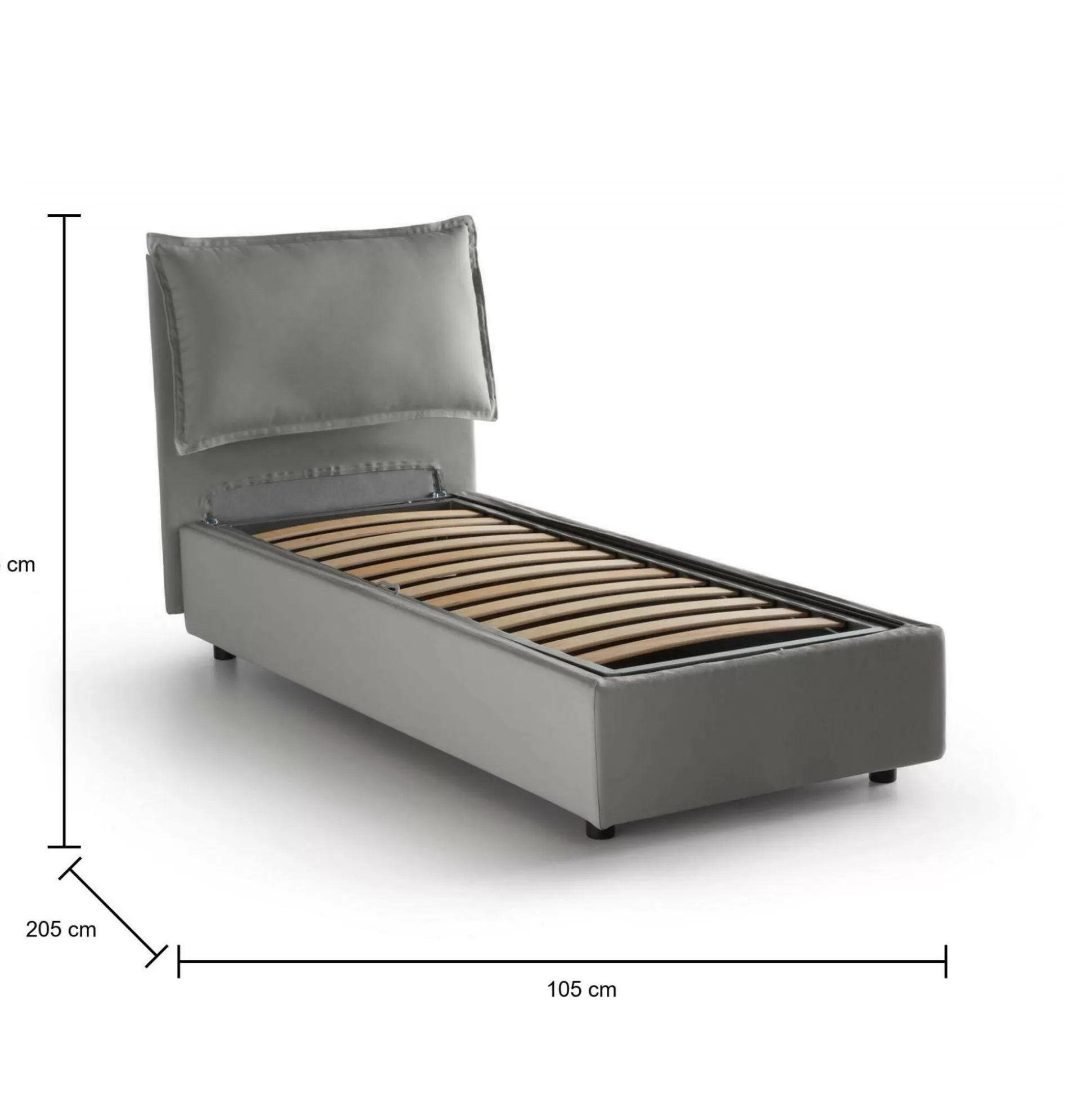 Dmora Letti Singoli<Letto singolo Aigor, adatto per materasso Cm 90x190,
