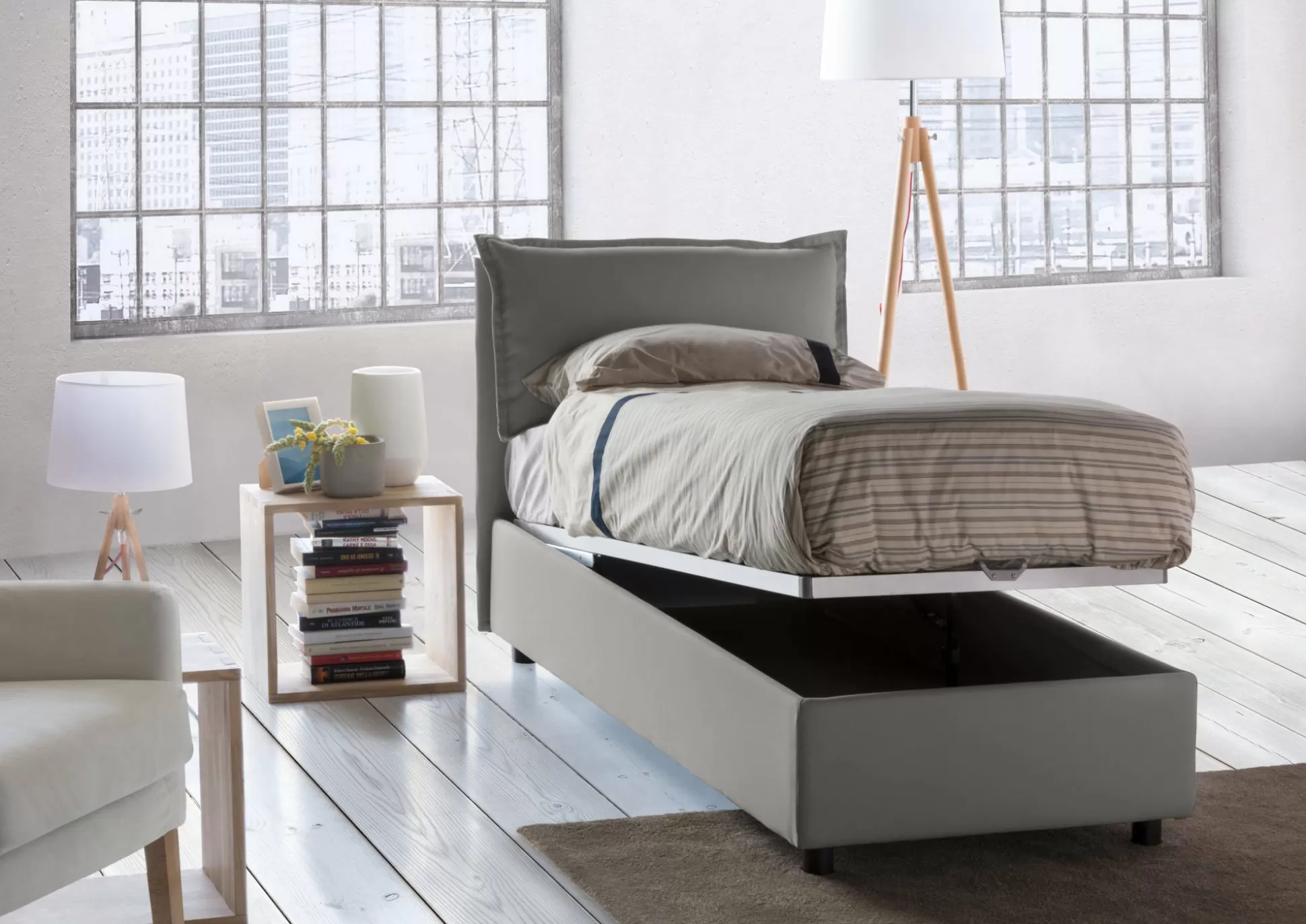 Dmora Letti Singoli<Letto singolo Aigor, adatto per materasso Cm 90x190,