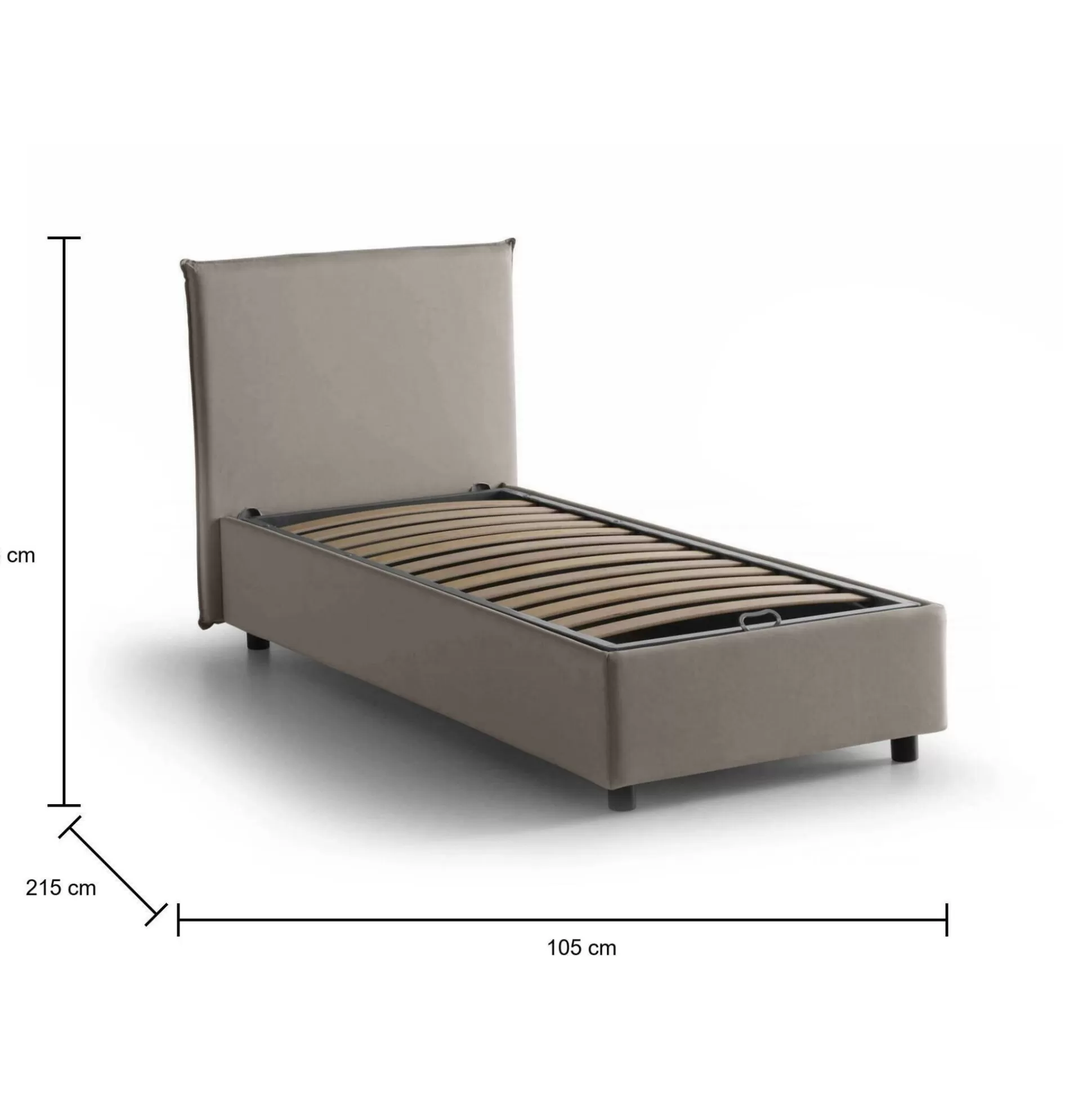 Dmora Letti Singoli<Letto singolo Alder, adatto per materasso Cm 90x200,