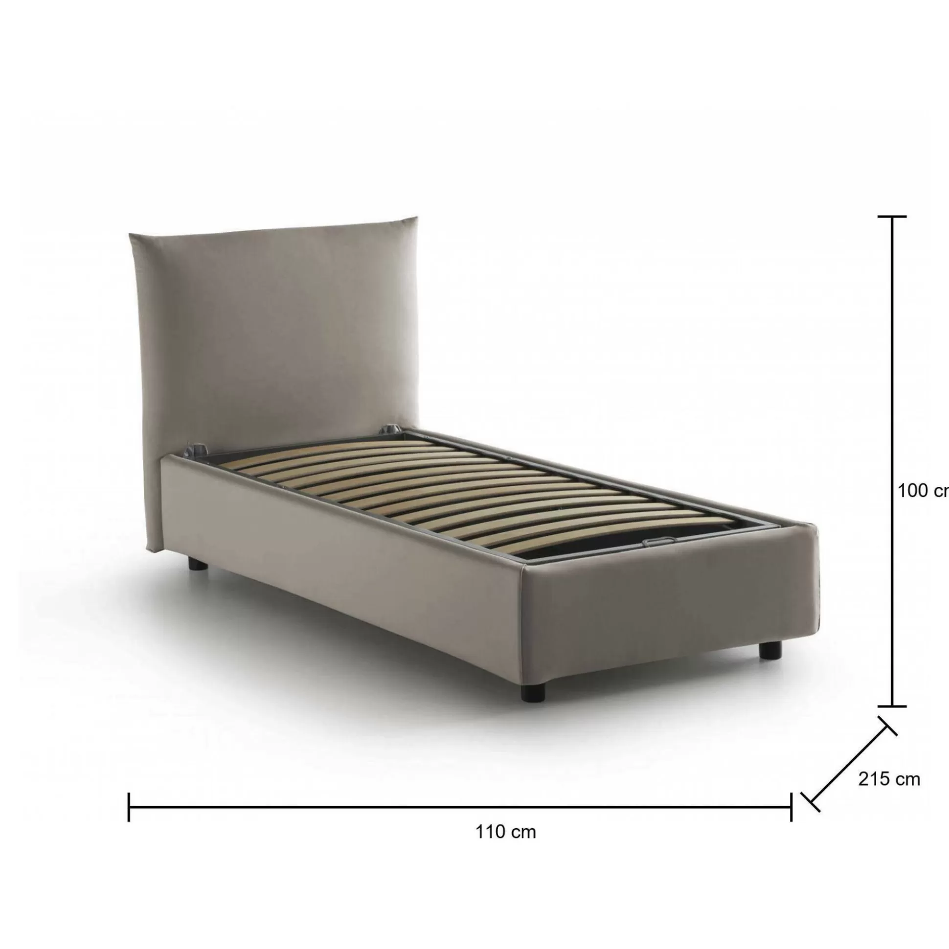 Dmora Letti Singoli<Letto singolo Alisech, adatto per materasso Cm 80x190,