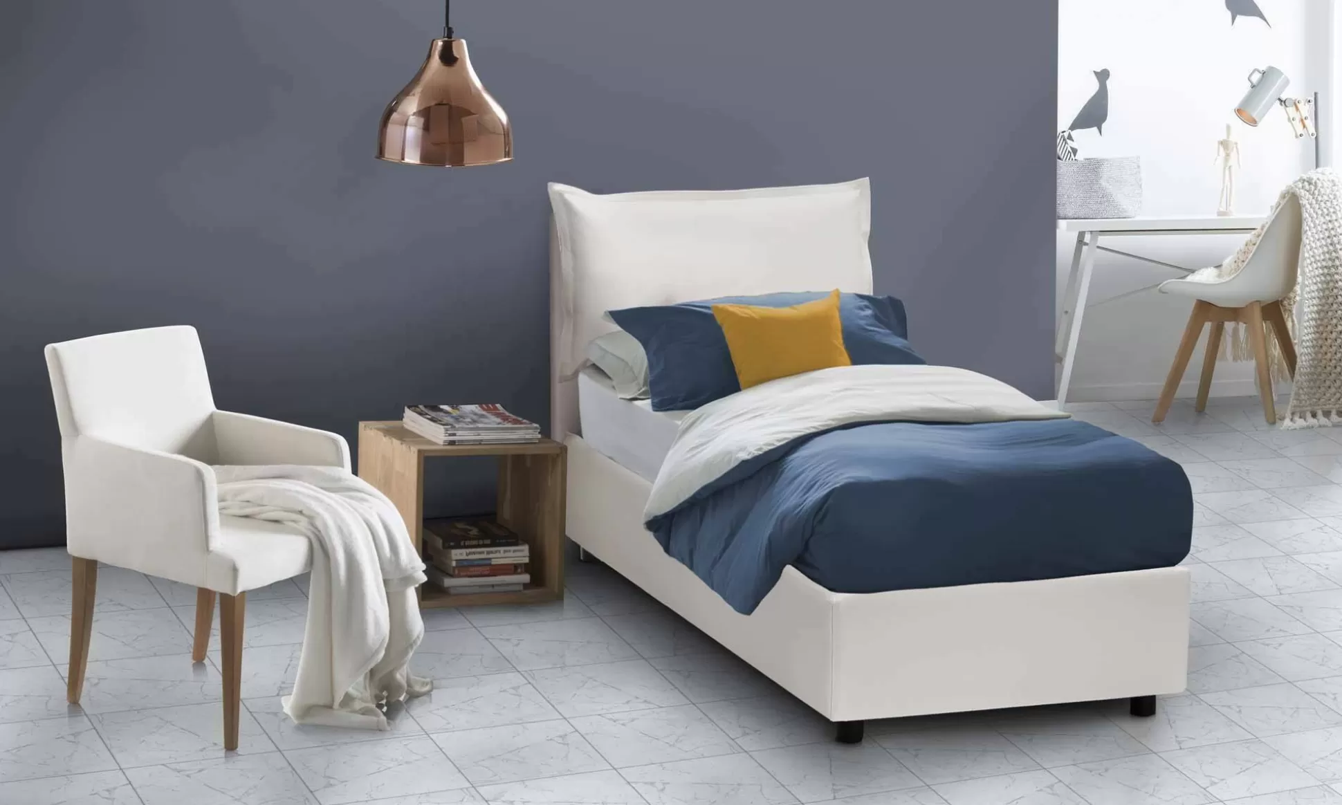 Dmora Letti Singoli<Letto singolo Alistair, adatto per materasso Cm 80x190,