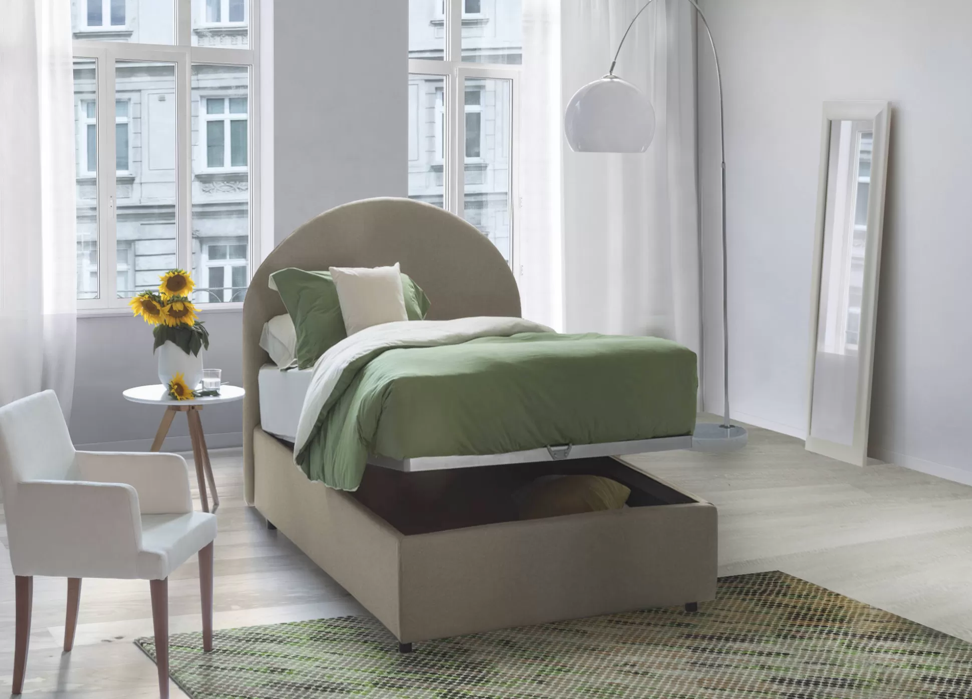 Dmora Letti Singoli<Letto singolo Amantea, adatto per materasso Cm 80x190,