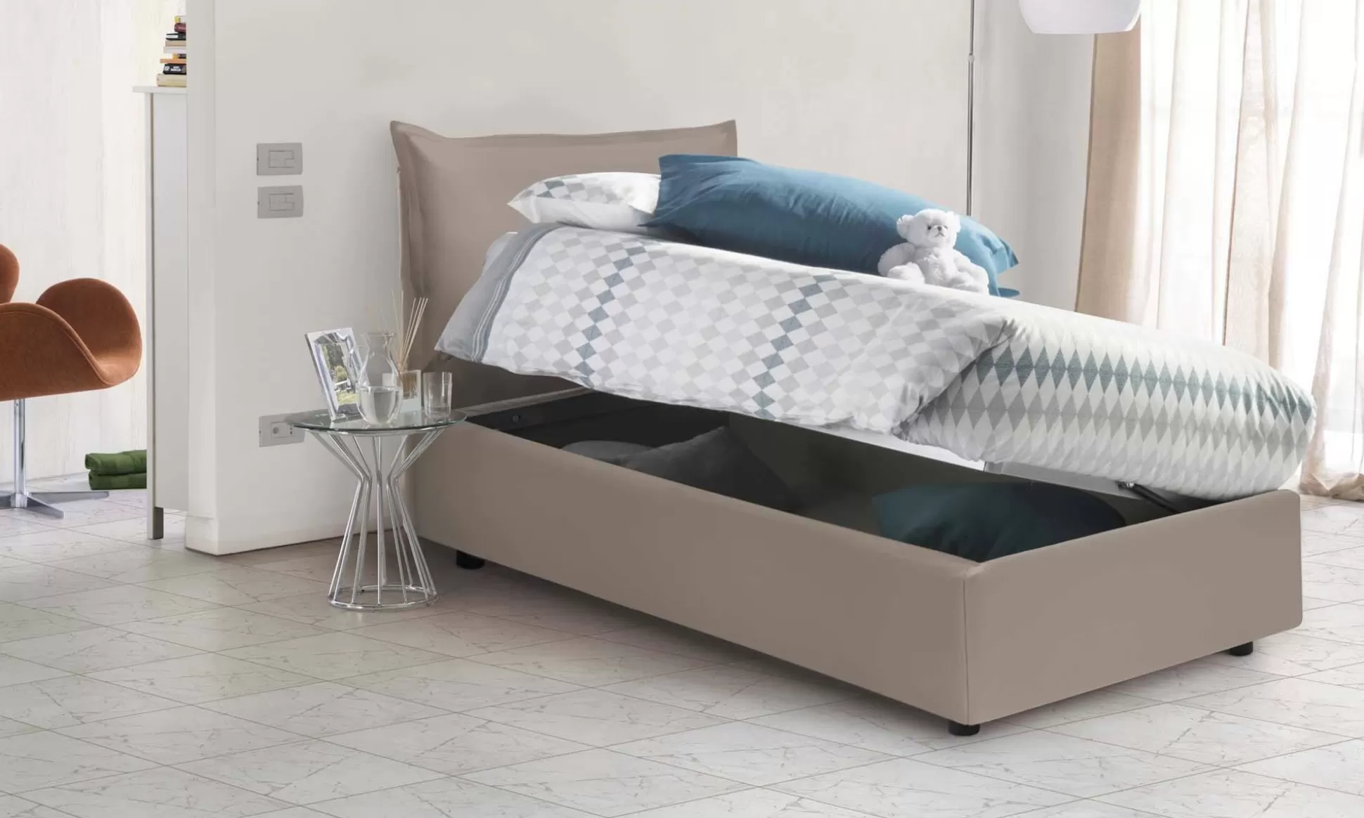 Dmora Letti Singoli<Letto singolo Anathema, adatto per materasso Cm 80x190,