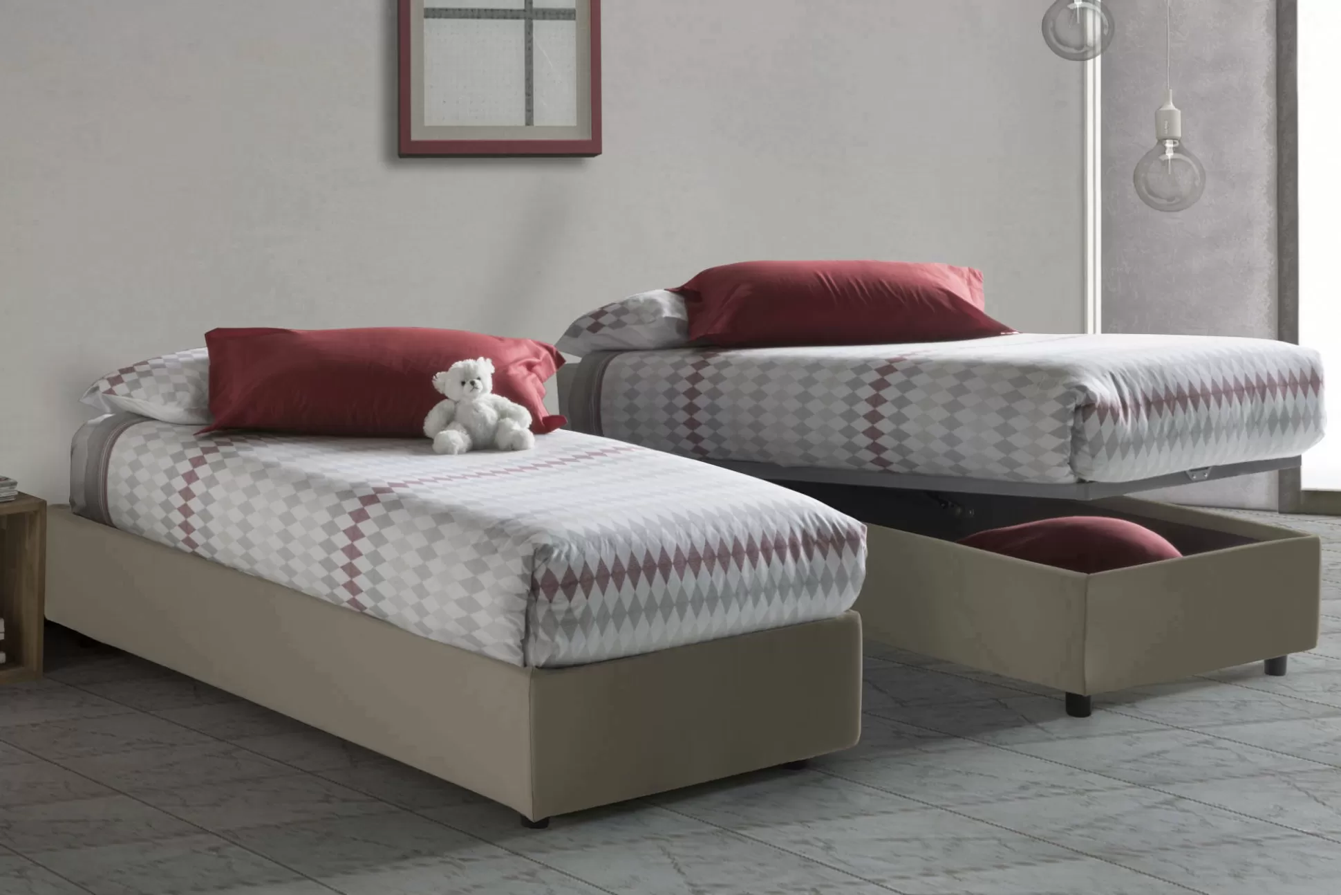 Dmora Letti Singoli<Letto singolo Artesh, adatto per materasso Cm 80x200,