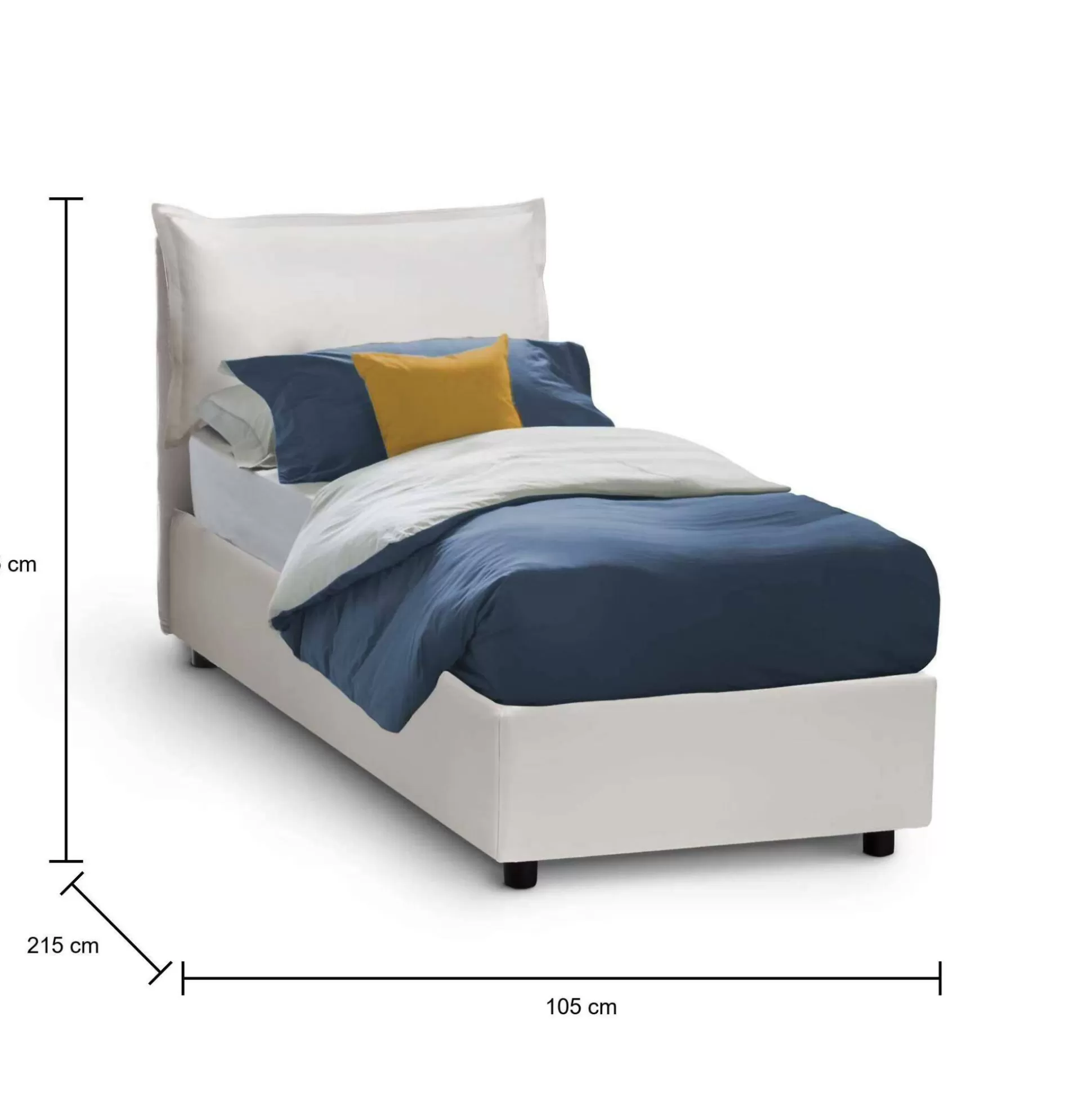 Dmora Letti Singoli<Letto singolo Assoreta, con materasso Cm 90x200 incluso,