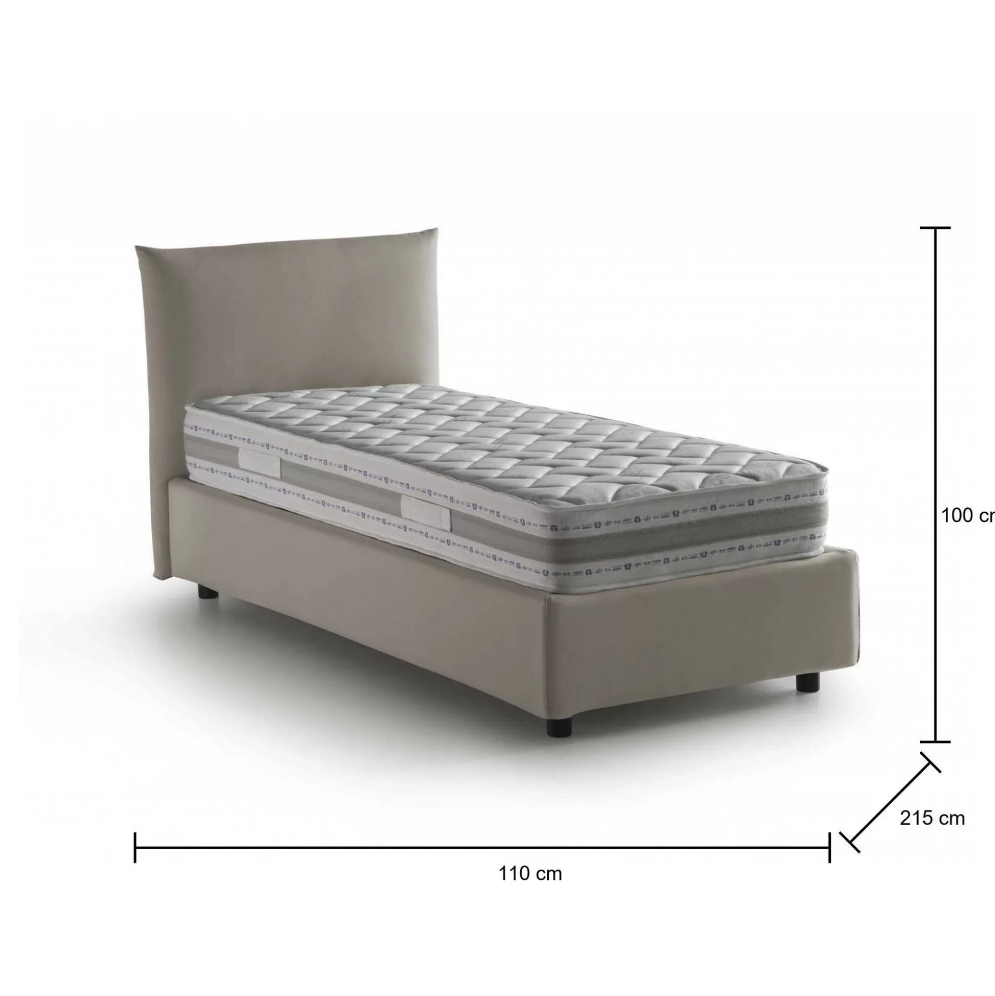 Dmora Letti Singoli<Letto singolo Astianatte, con materasso Cm 80x190 incluso,