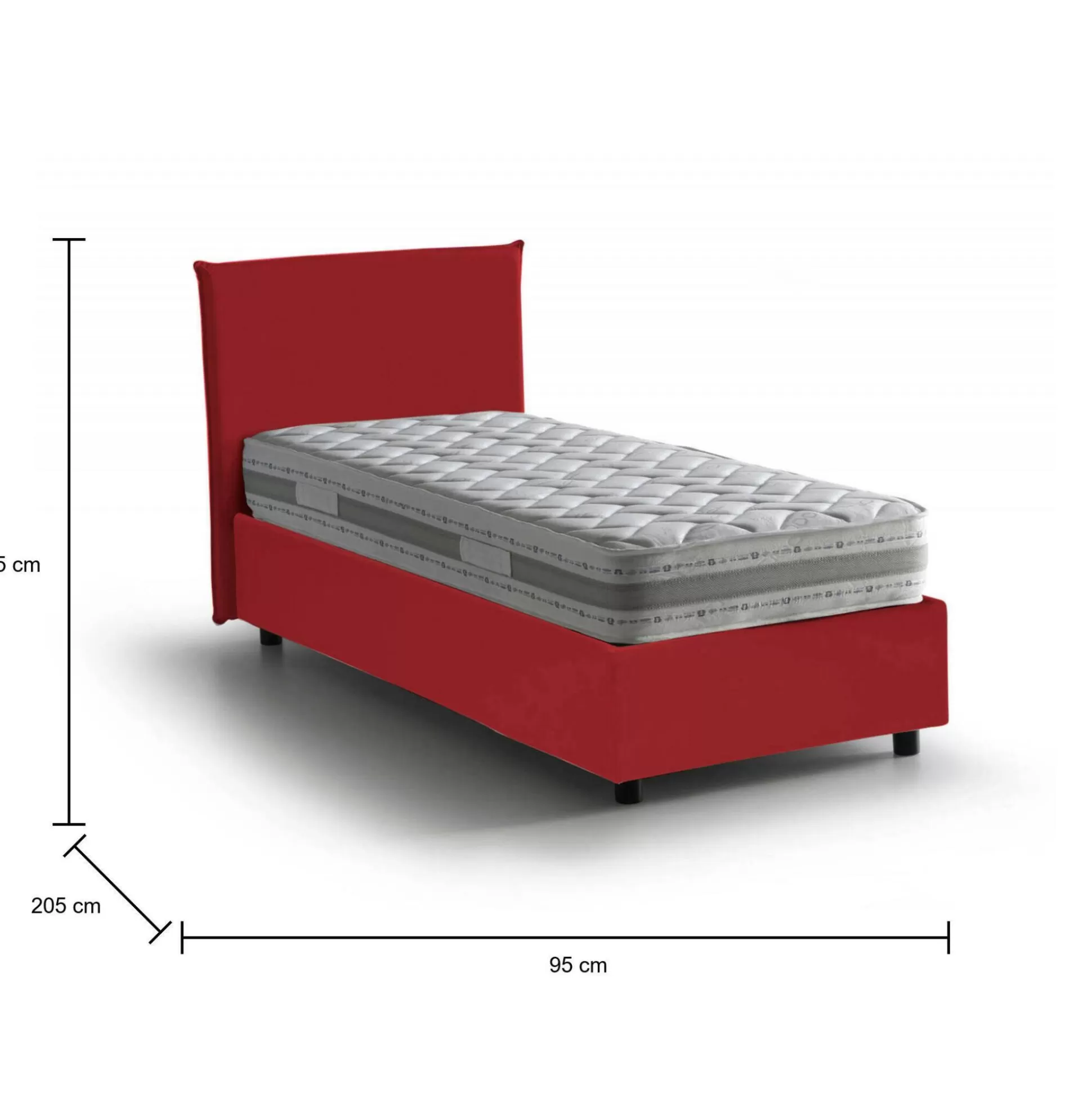 Dmora Letti Singoli<Letto singolo Astor, con materasso Cm 80x190 incluso,