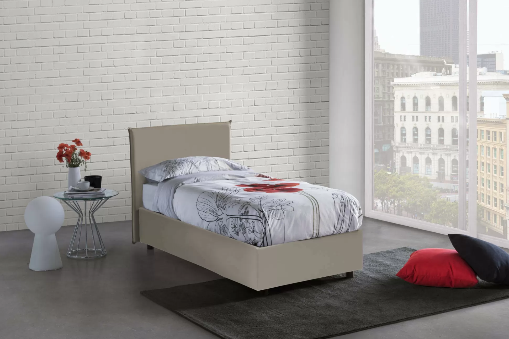 Dmora Letti Singoli<Letto singolo Atelmo, adatto per materasso Cm 80x200,