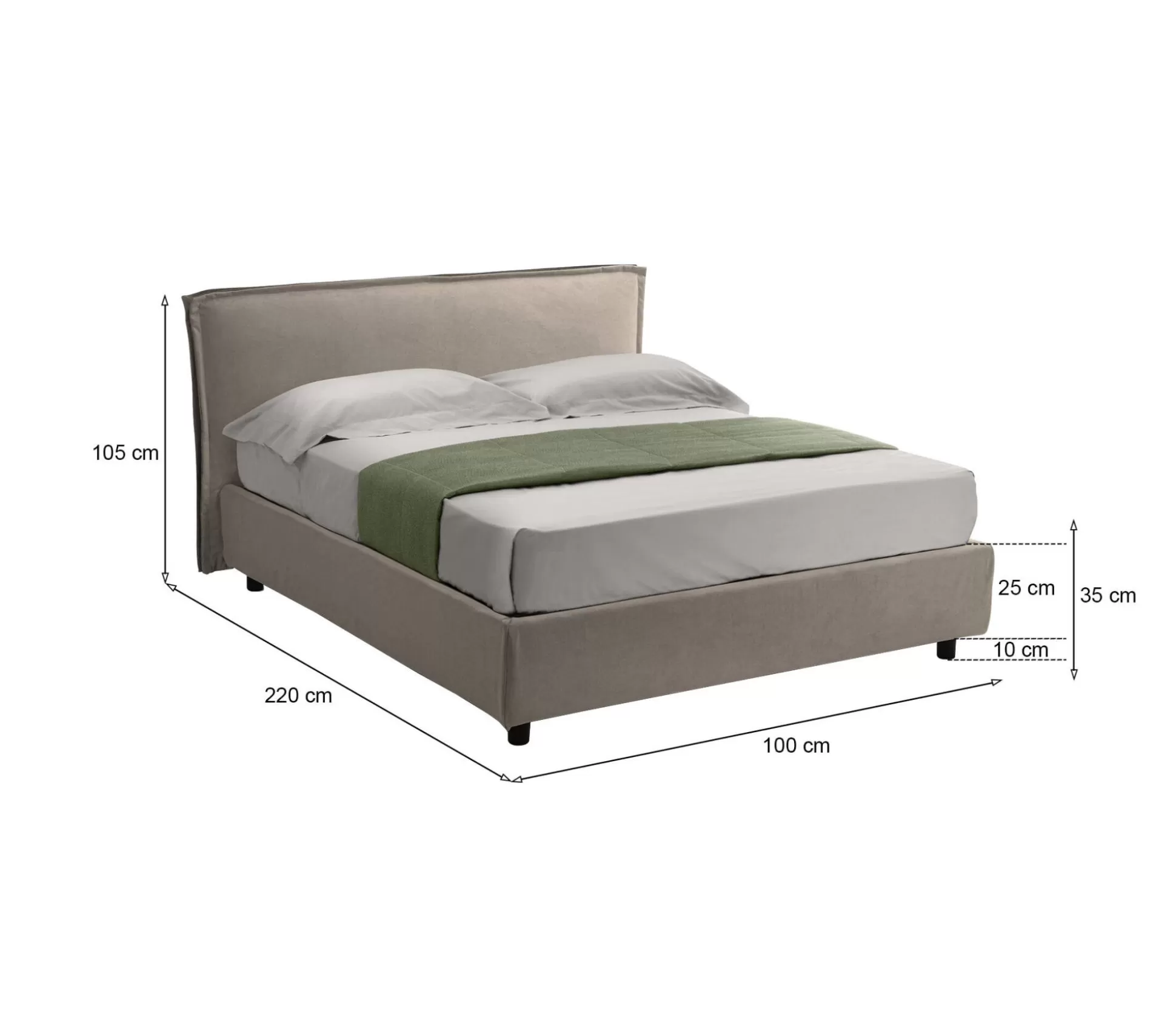 Dmora Letti Singoli<Letto singolo Bruino, Adatto a materasso Cm 80x200,