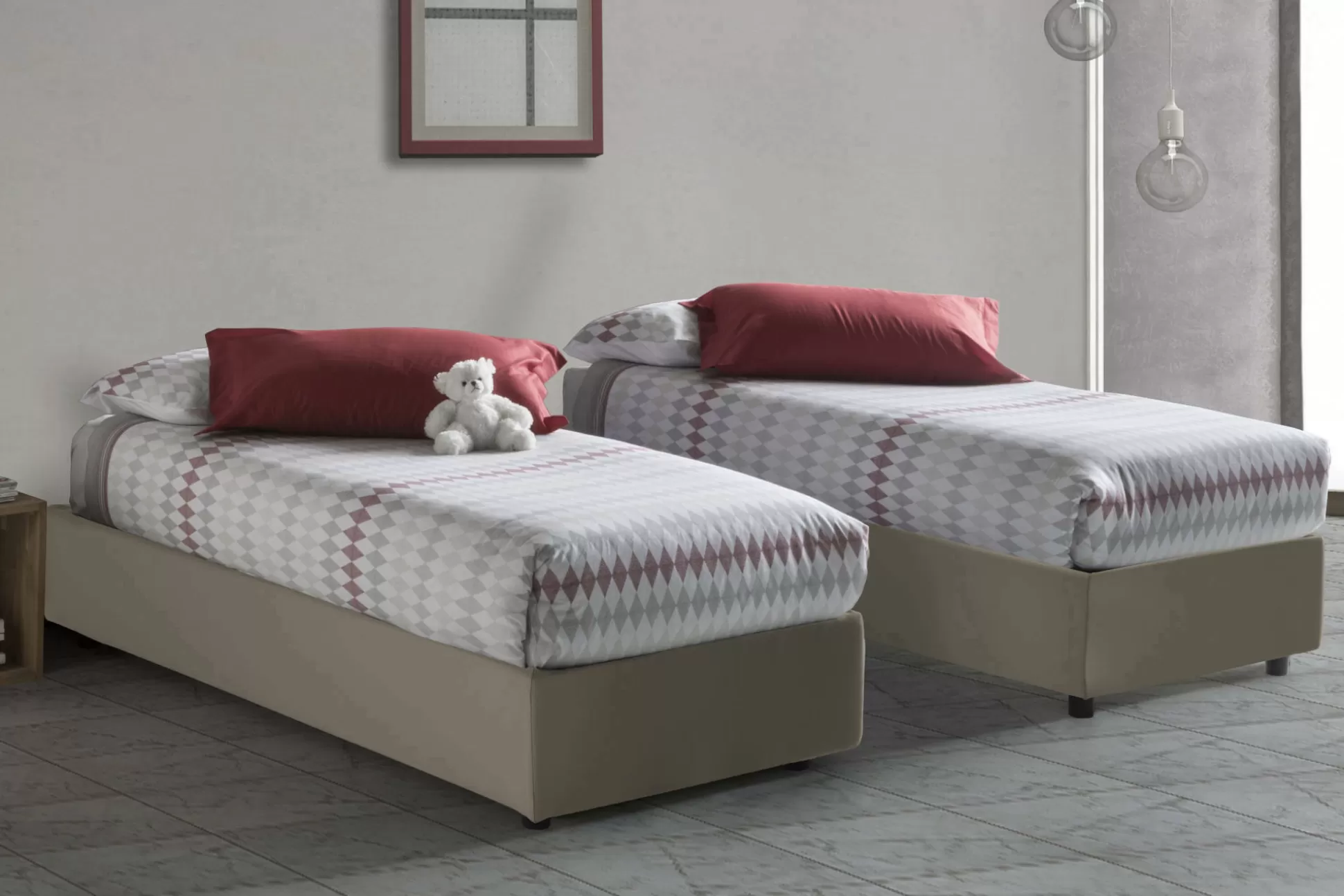 Dmora Letti Singoli<Letto singolo Ermanna, con materasso Cm 80x190 incluso,