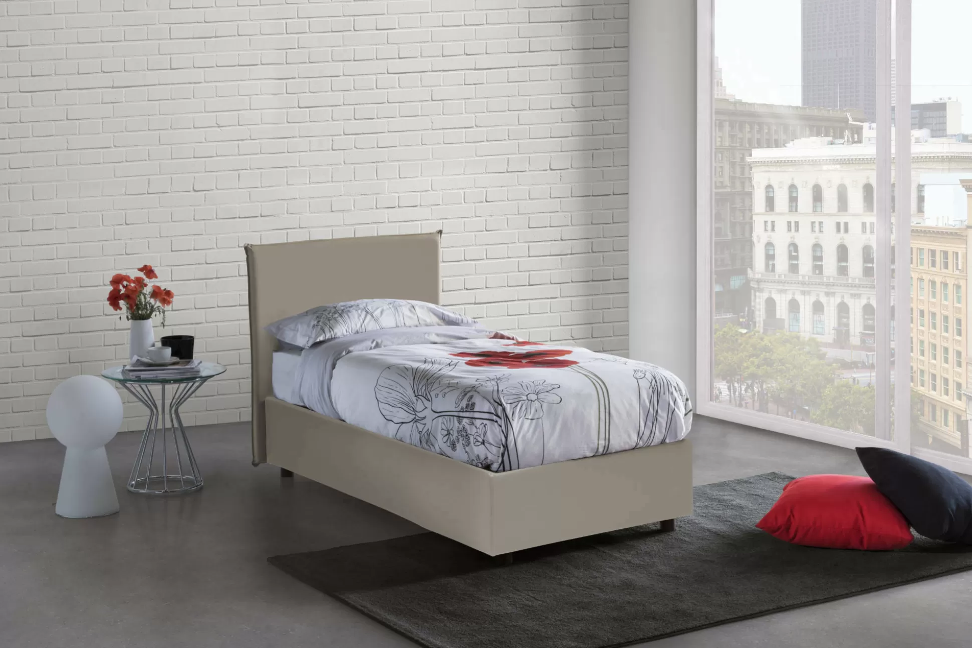 Dmora Letti Singoli<Letto singolo Grecale, adatto per materasso Cm 80x190,