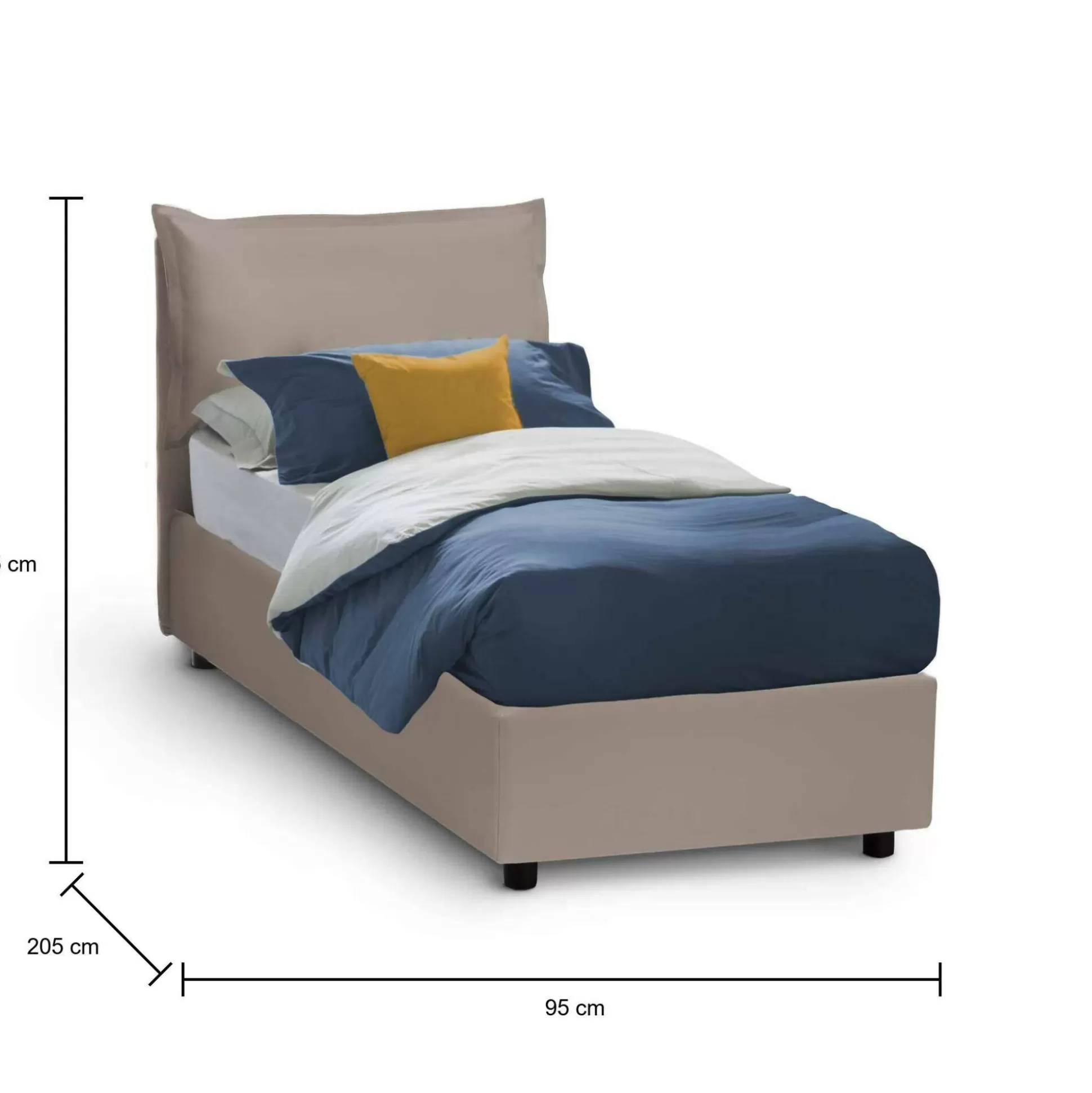 Dmora Letti Singoli<Letto singolo Janet, con materasso Cm 80x190 incluso,