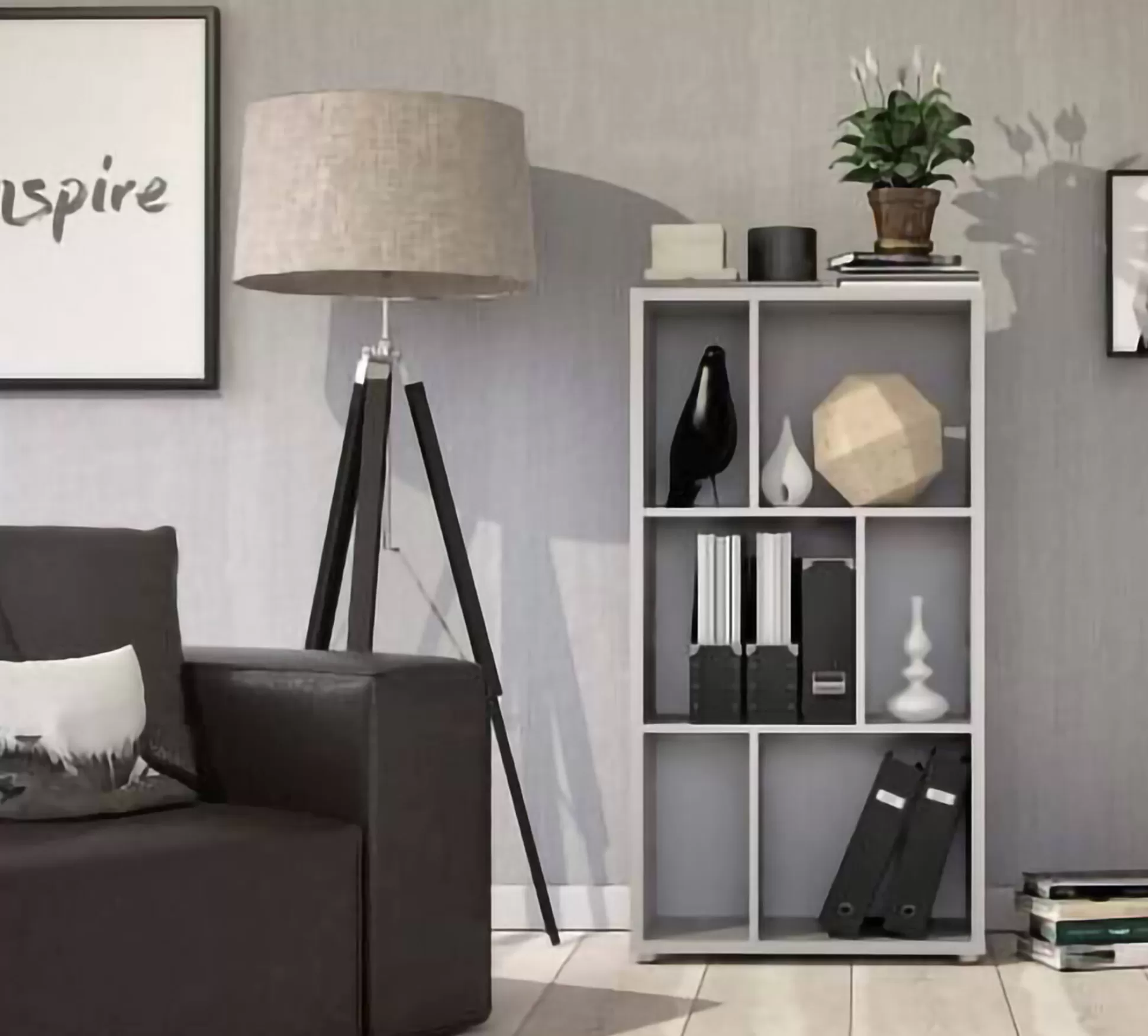 Dmora Librerie<Libreria a due ripiani con scomparti, colore , cm 61 x 117 x 33