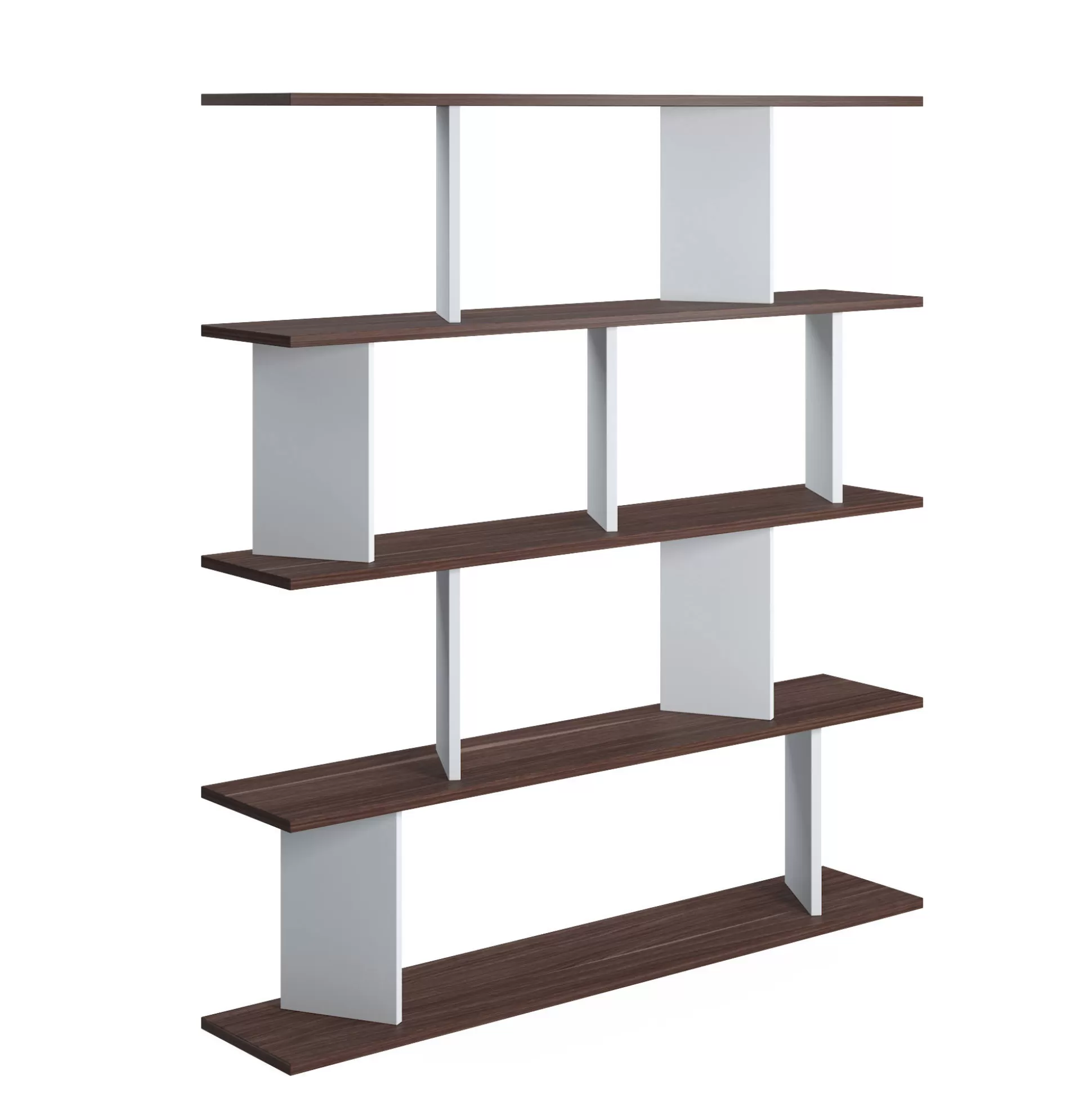 Dmora Librerie<Libreria a quattro ripiani con divisori, cm 130 x 25 x 141, colore e quercia