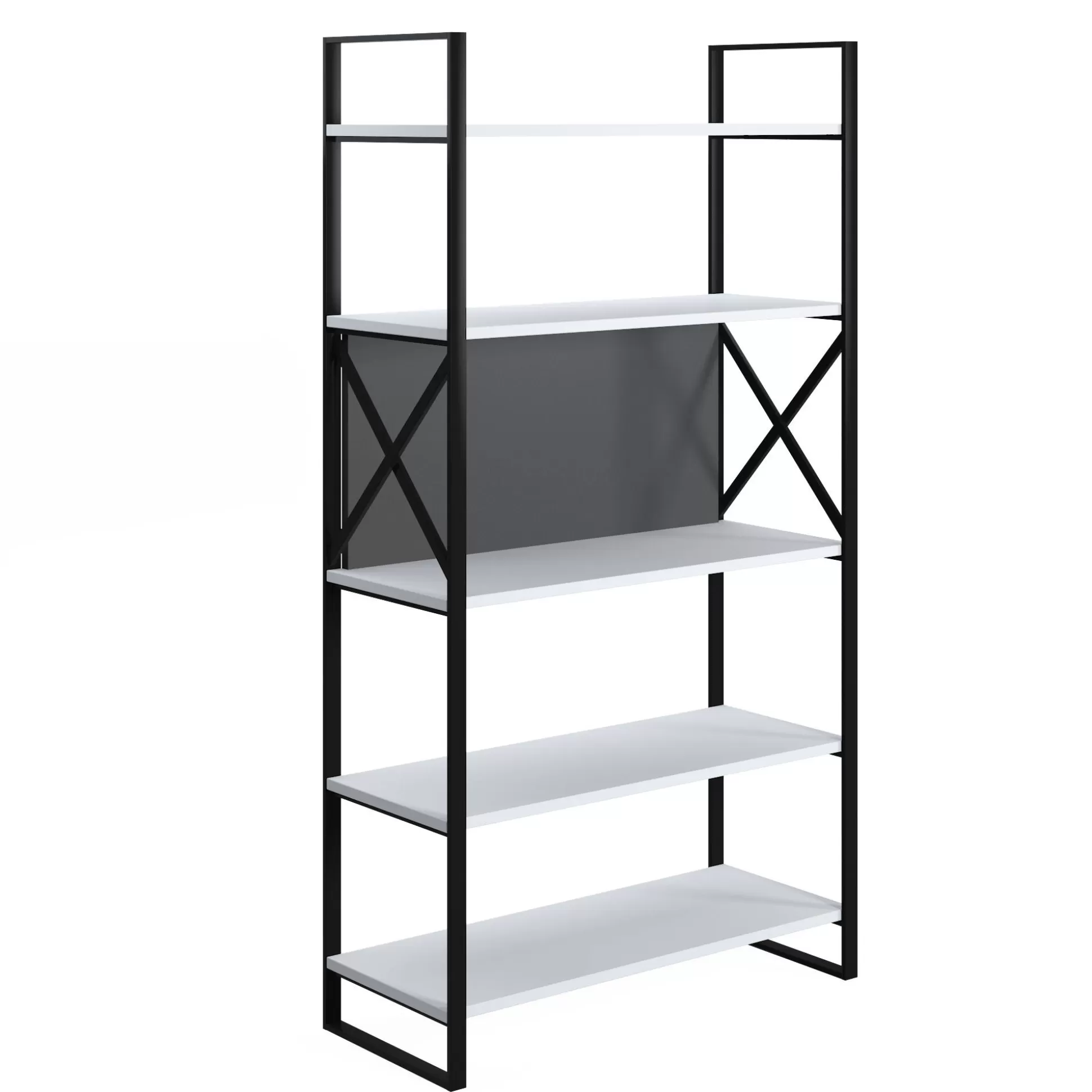 Dmora Librerie<Libreria con cinque ripiani sviluppata in altezza, cm 86 x 35 x 160, colore e antracite