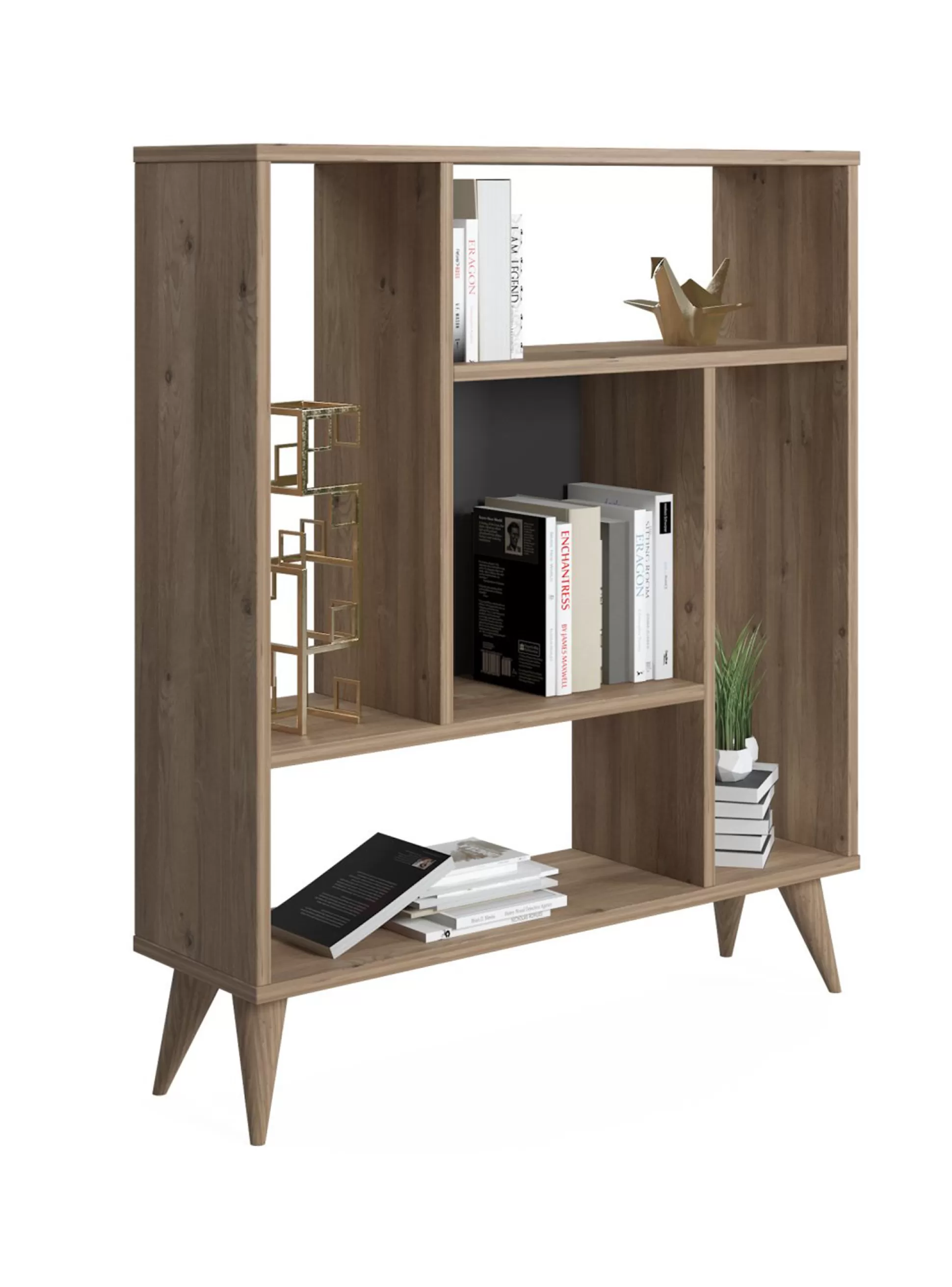 Dmora Librerie<Libreria con cinque scomparti, cm 90 x 25 x 105, colore