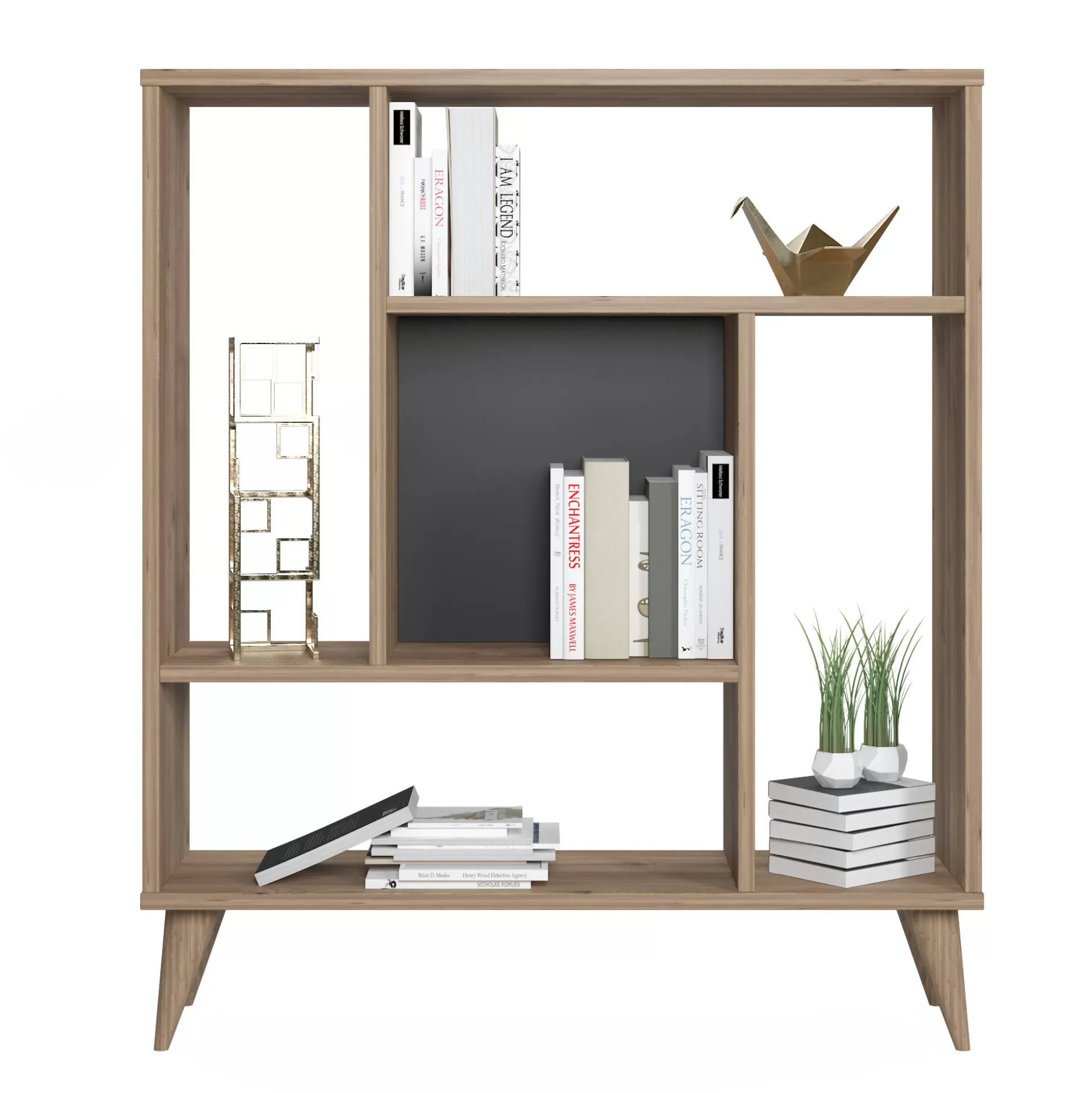 Dmora Librerie<Libreria con cinque scomparti, cm 90 x 25 x 105, colore