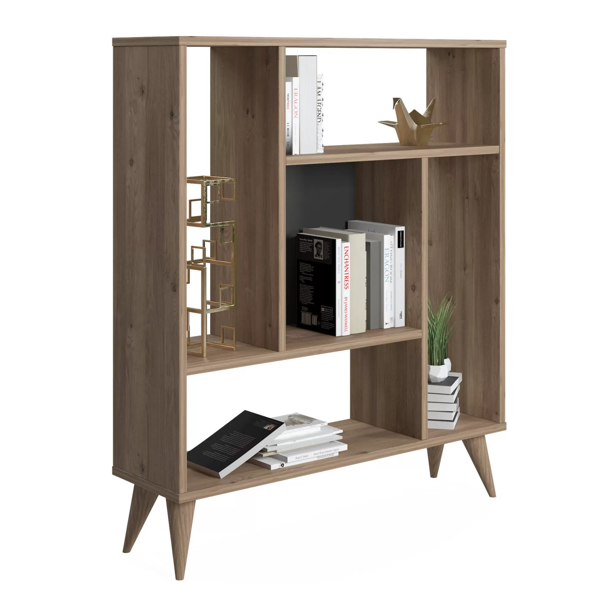 Dmora Librerie<Libreria con cinque scomparti, cm 90 x 25 x 105, colore