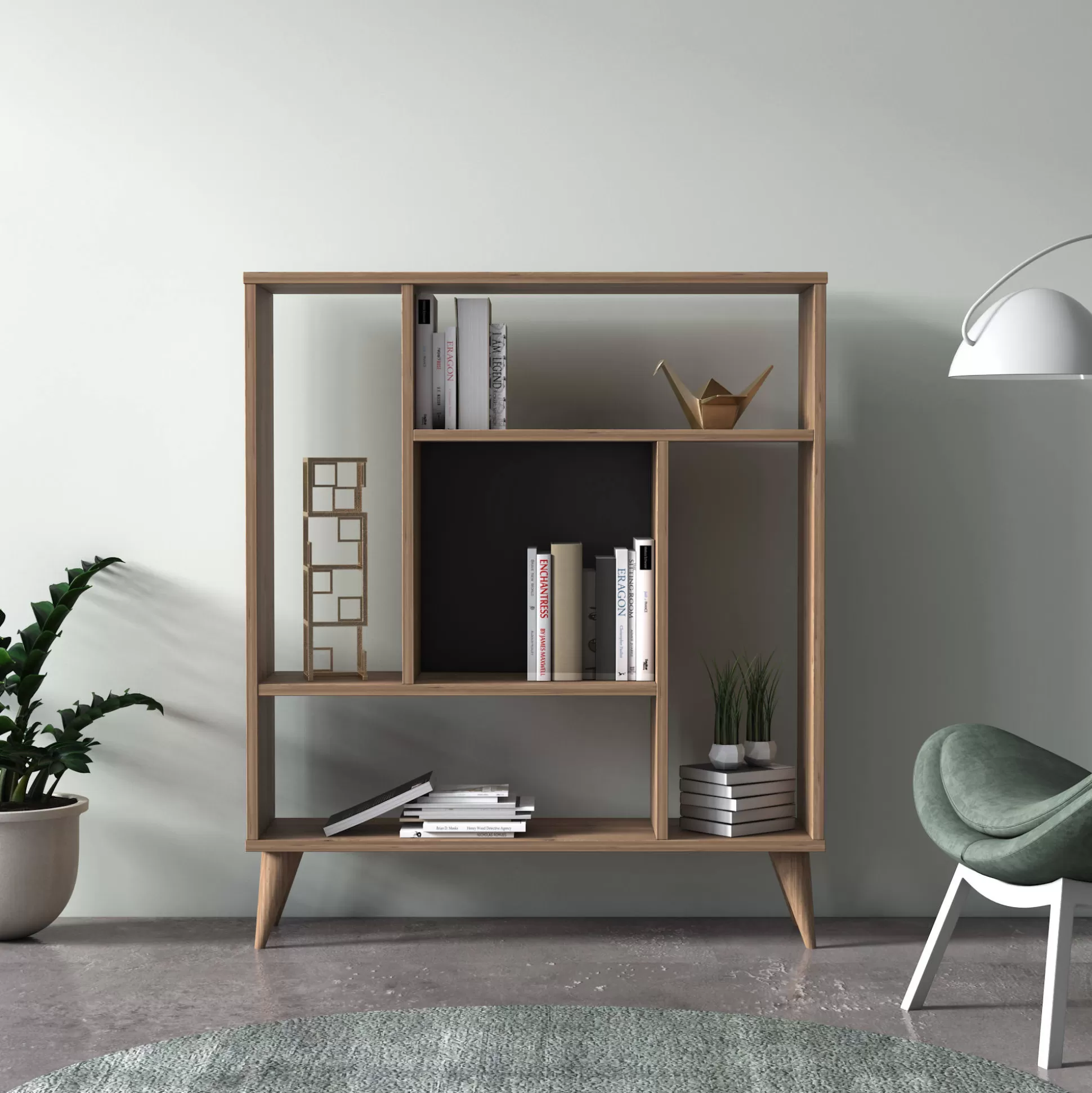 Dmora Librerie<Libreria con cinque scomparti, cm 90 x 25 x 105, colore