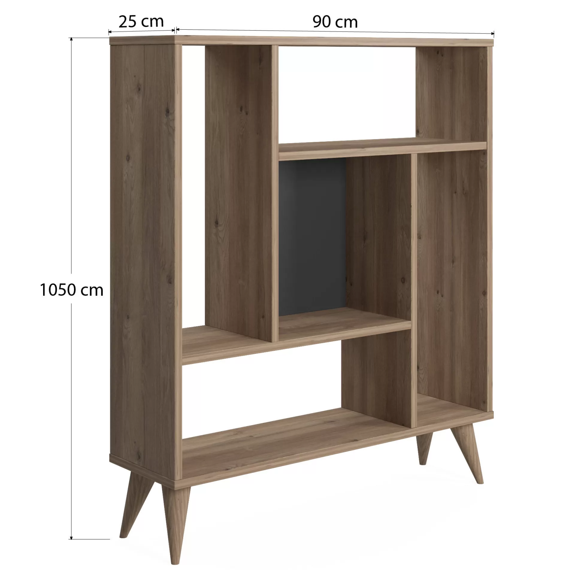 Dmora Librerie<Libreria con cinque scomparti, cm 90 x 25 x 105, colore
