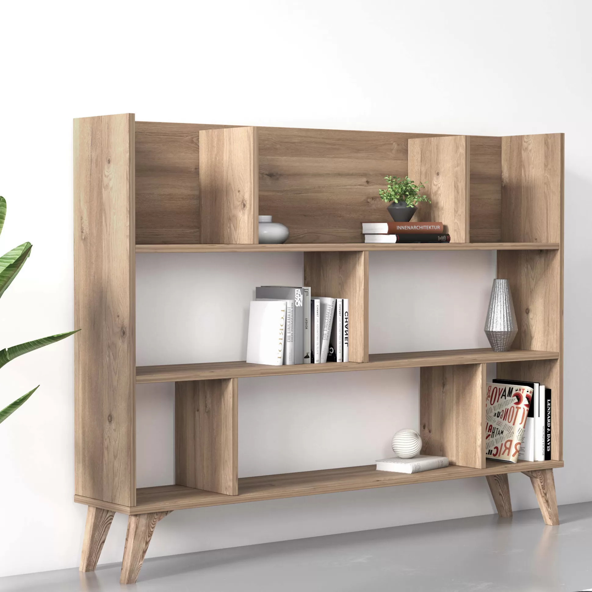 Dmora Librerie<Libreria con otto vani aperti, cm 139,60 x 25 x 106, colore