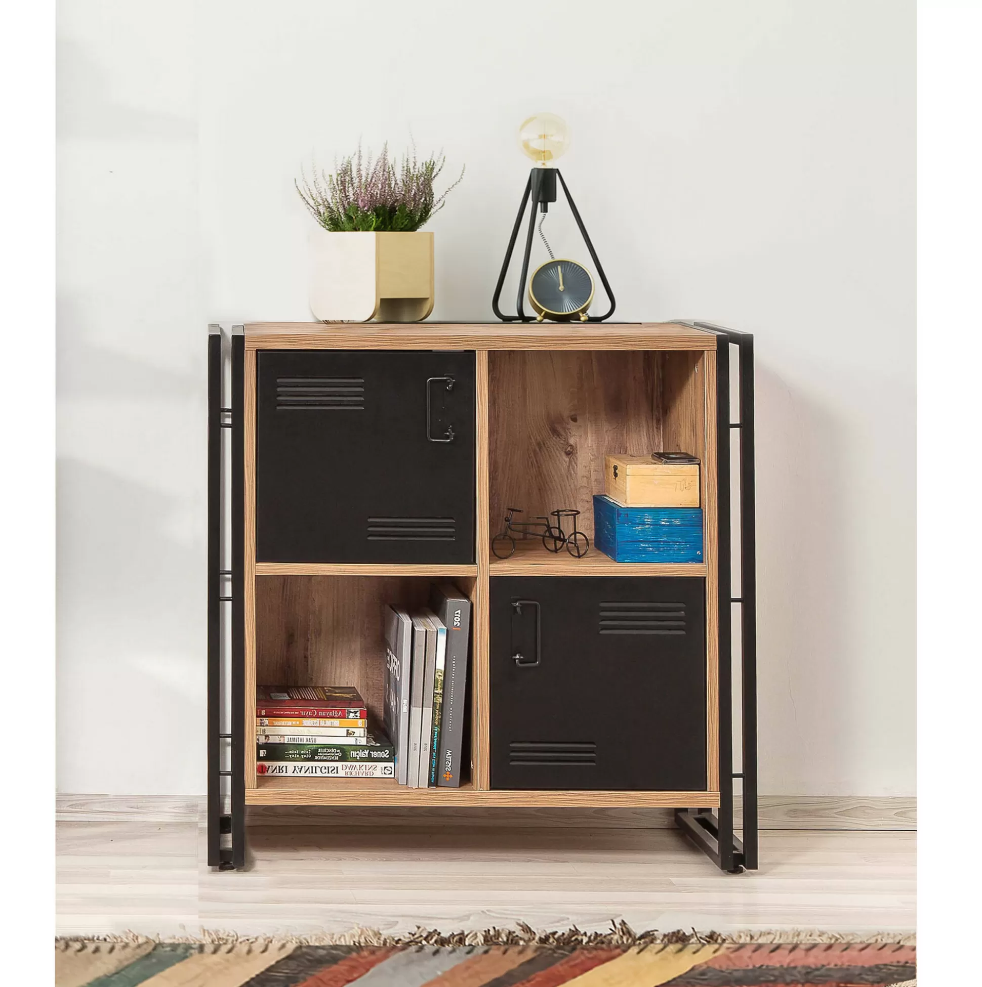 Dmora Librerie<Libreria Dpecorin, Quercia e Nero, 89x35h89 cm