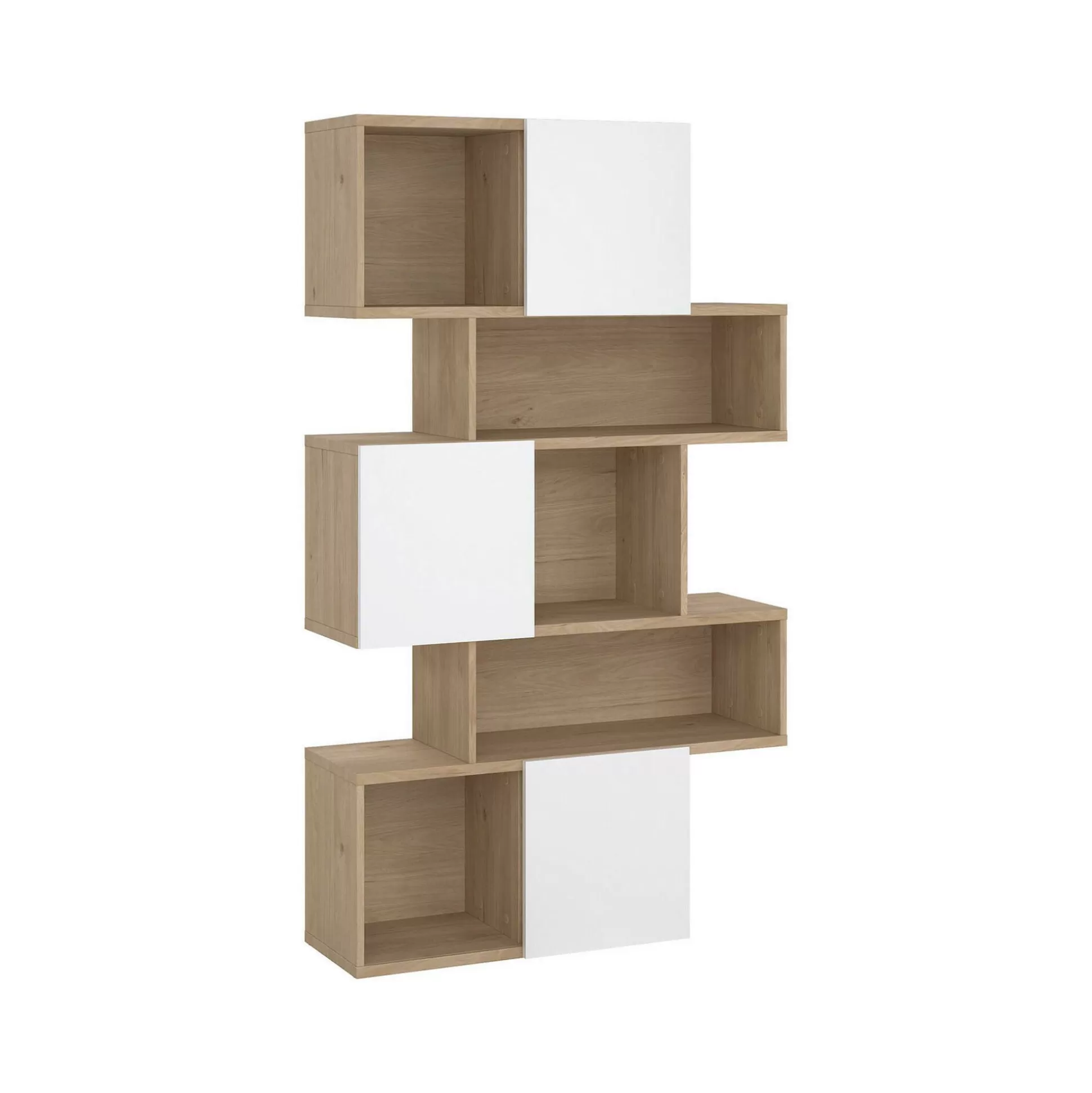Dmora Librerie<Libreria Flavie, Scaffale da ufficio, Mobile portalibri, Biblioteca, 32x96 h166 cm, Rovere e Bianco