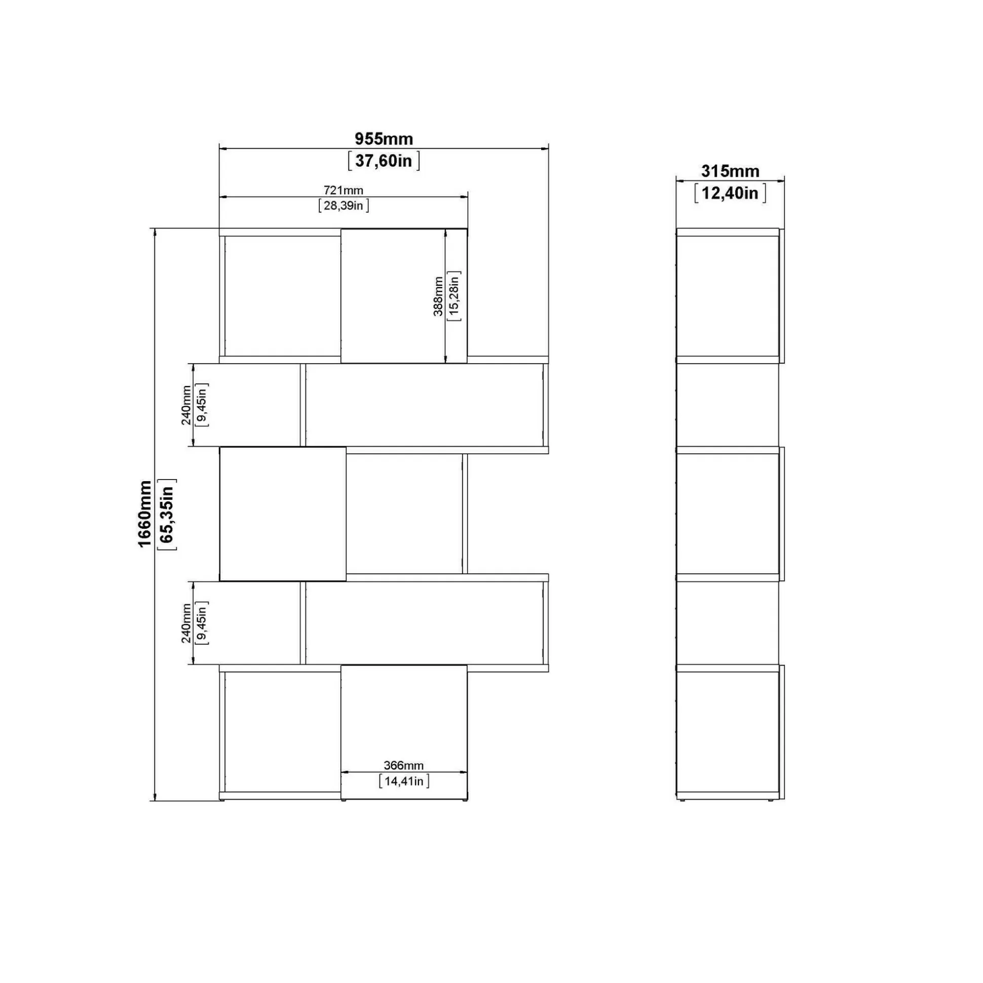 Dmora Librerie<Libreria Flavie, Scaffale da ufficio, Mobile portalibri, Biblioteca, 32x96 h166 cm, Rovere e Bianco