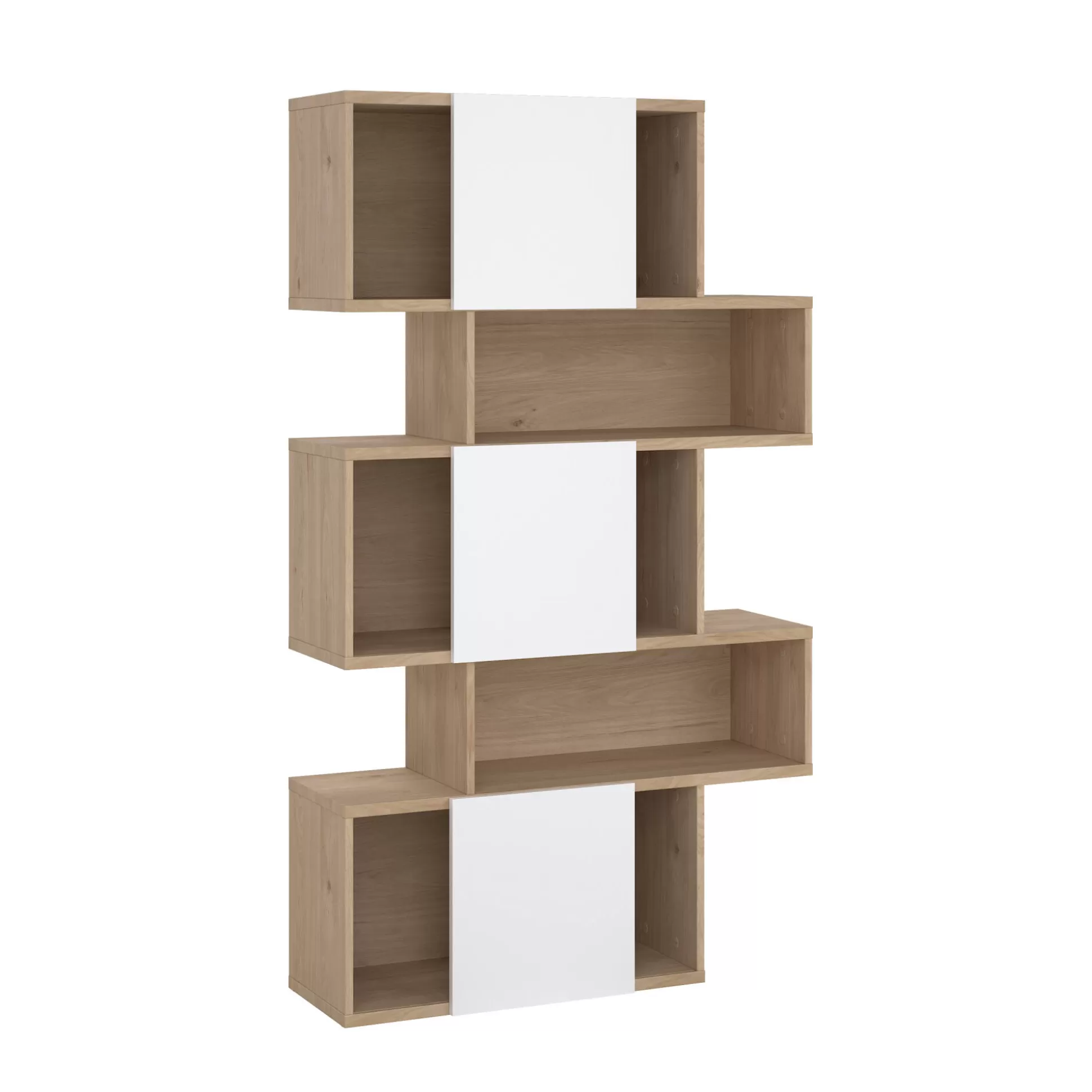 Dmora Librerie<Libreria Flavie, Scaffale da ufficio, Mobile portalibri, Biblioteca, 32x96 h166 cm, Rovere e Bianco