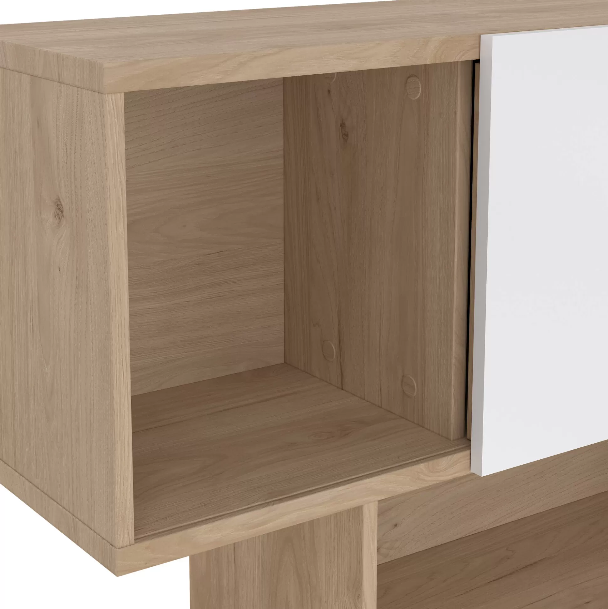 Dmora Librerie<Libreria Flavie, Scaffale da ufficio, Mobile portalibri, Biblioteca, 32x96 h166 cm, Rovere e Bianco
