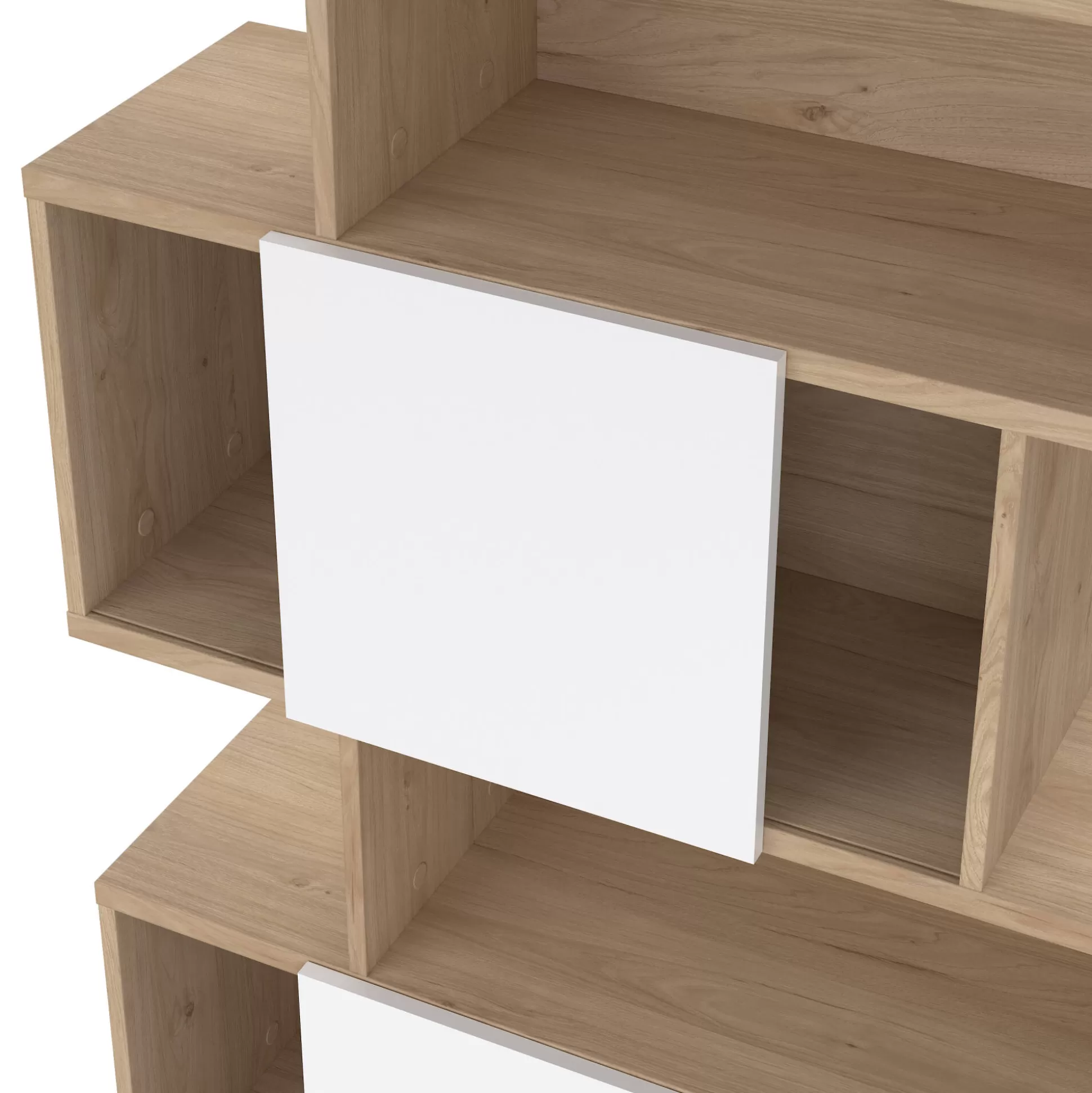 Dmora Librerie<Libreria Flavie, Scaffale da ufficio, Mobile portalibri, Biblioteca, 32x96 h166 cm, Rovere e Bianco