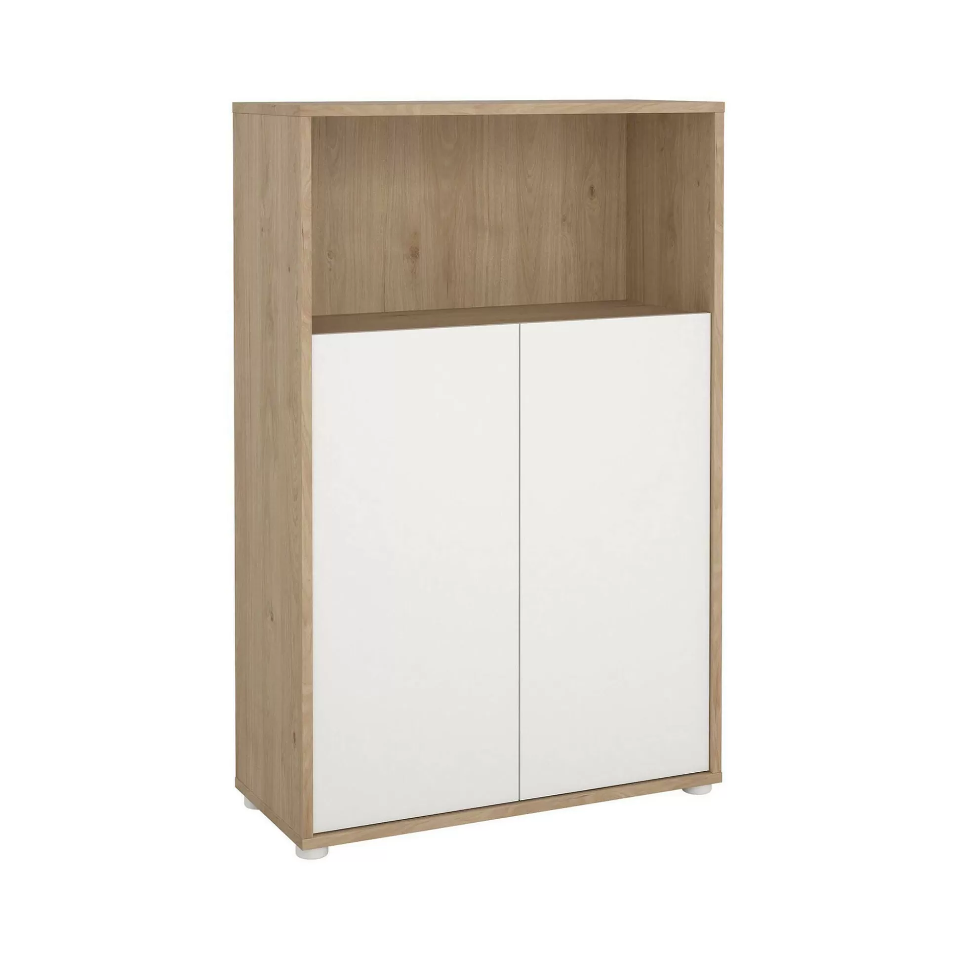 Dmora Librerie<Libreria Perrine, Scaffale da ufficio, Mobile portalibri, Biblioteca, 34x80 h124 cm, Rovere e Bianco