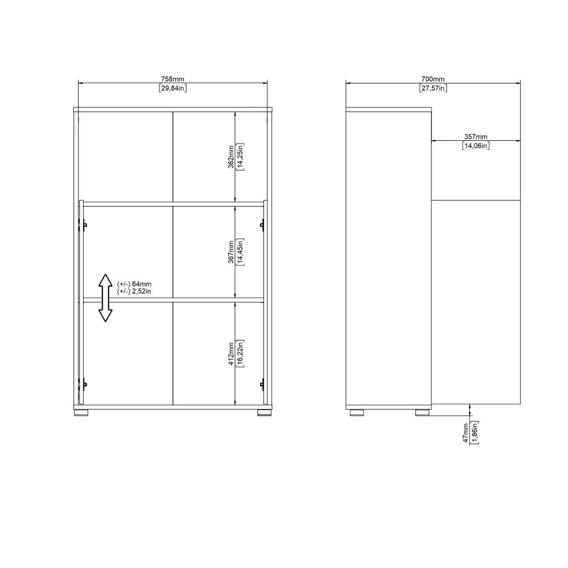 Dmora Librerie<Libreria Perrine, Scaffale da ufficio, Mobile portalibri, Biblioteca, 34x80 h124 cm, Rovere e Grigio