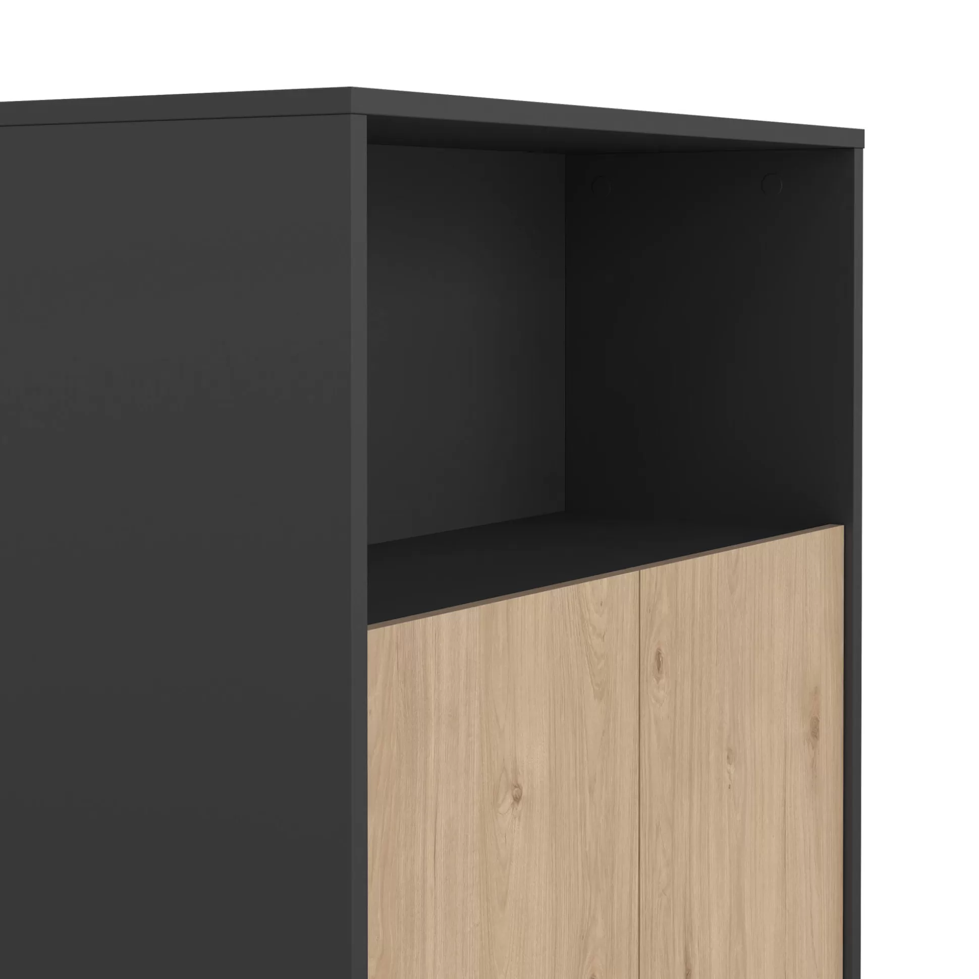 Dmora Librerie<Libreria Perrine, Scaffale da ufficio, Mobile portalibri, Biblioteca, 34x80 h124 cm, Rovere e Grigio