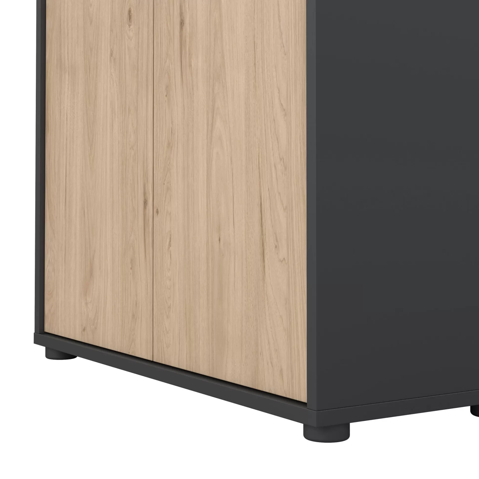 Dmora Librerie<Libreria Perrine, Scaffale da ufficio, Mobile portalibri, Biblioteca, 34x80 h124 cm, Rovere e Grigio