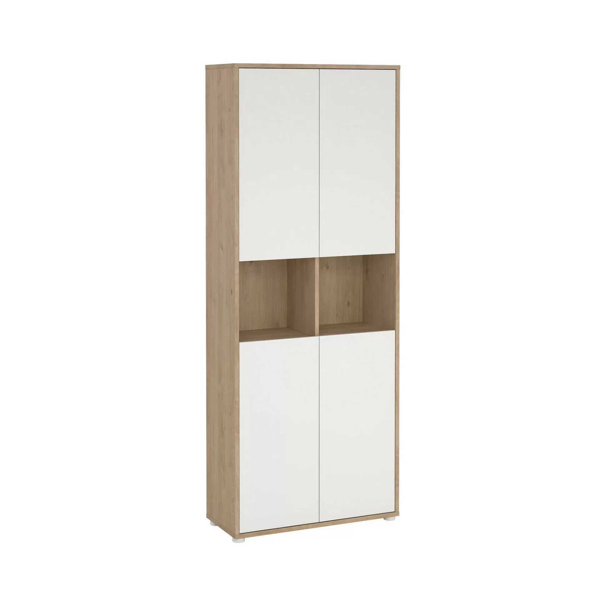 Dmora Librerie<Libreria Roseline, Scaffale da ufficio, Mobile portalibri, Biblioteca, 34x80 h205 cm, Rovere e Bianco
