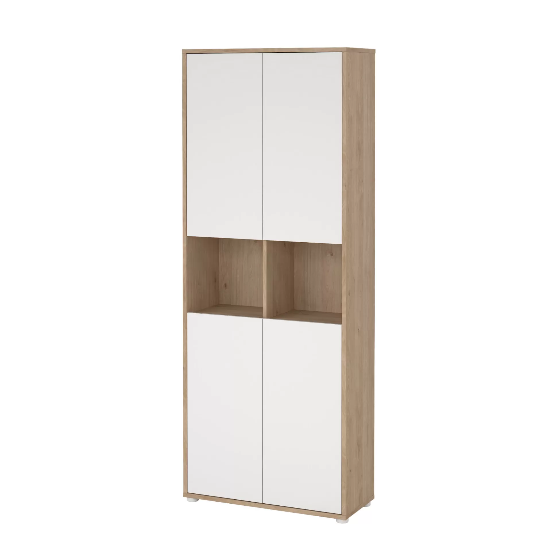 Dmora Librerie<Libreria Roseline, Scaffale da ufficio, Mobile portalibri, Biblioteca, 34x80 h205 cm, Rovere e Bianco
