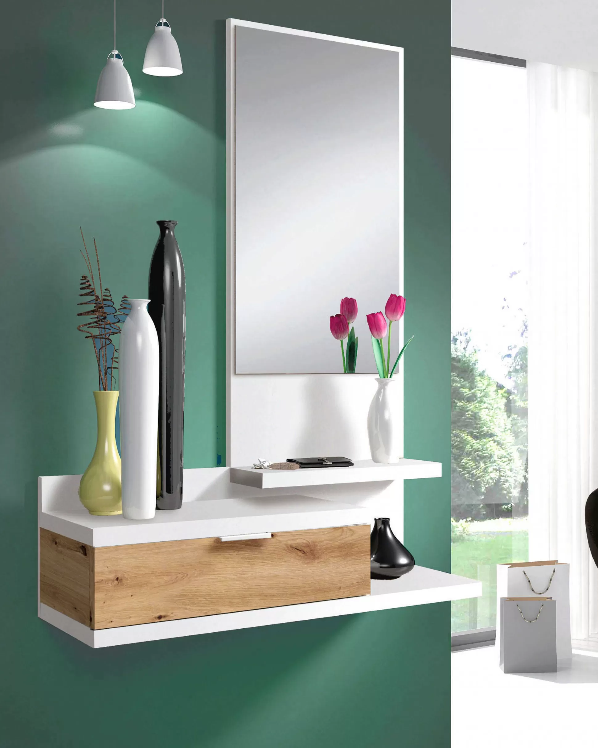 Dmora Mobili Da Ingresso<Mobile da ingresso Adina, 81x29h116 cm, Bianco e Rovere nodi